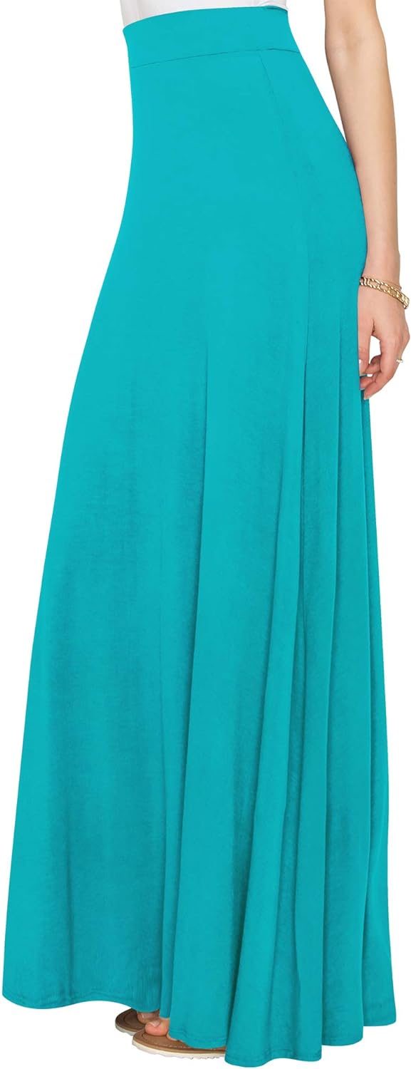 Lock and Love Women's Styleish Print/Solid High Waist Flare Long Maxi Skirt