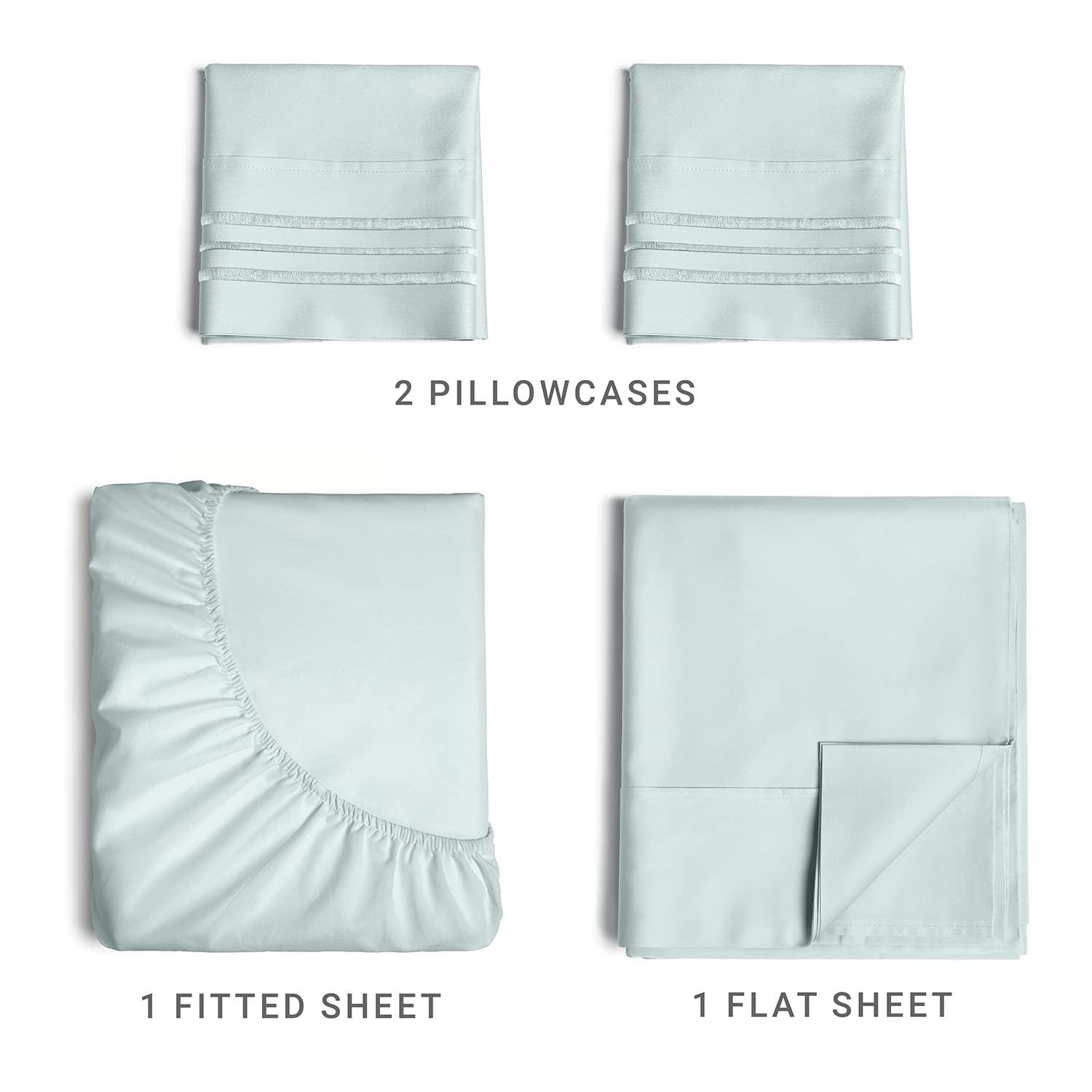 Full Size 4 Piece Sheet Set - Comfy Breathable & Cooling Sheets - Hotel Luxury Bed Sheets for Women & Men - Deep Pockets, Easy-Fit, Soft & Wrinkle Free Sheets - Light Grey Oeko-Tex Bed Sheet Set