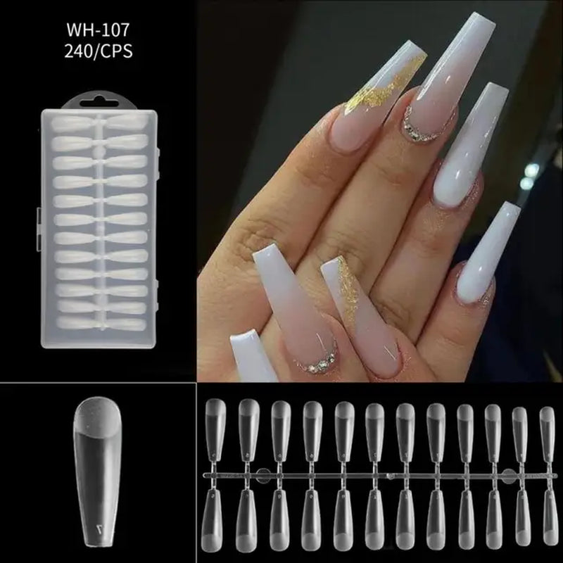 500Pcs Press on False Nails Acrylic Press on Nails Coffin Artificial Nails Clear Fake Nail Tips for Extension Manicure Tool