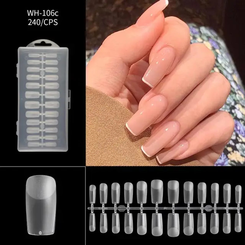 500Pcs Press on False Nails Acrylic Press on Nails Coffin Artificial Nails Clear Fake Nail Tips for Extension Manicure Tool