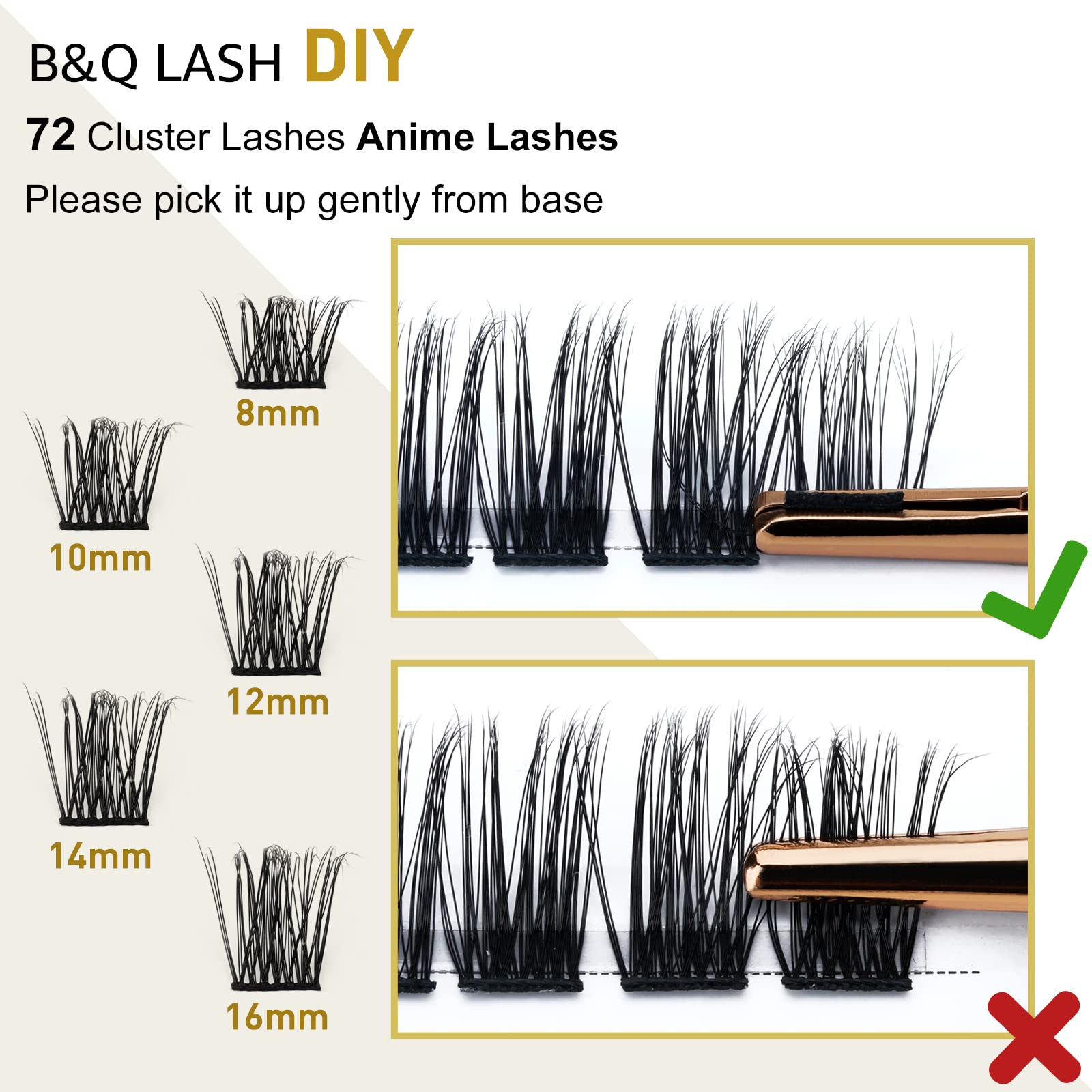 DIY Lash Extension Kit Individual Eyelash Extension Kit B&Q D Curl Cluster Lashes Individual Eyelashes with Lash Bond and Seal, Lash Applicator Tool DIY Lash Extensions at Home (Kit,40D-0.07D-8-18mix)