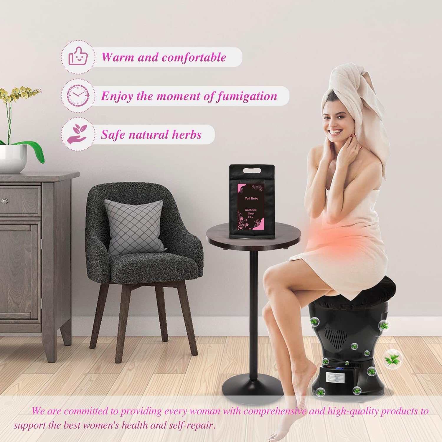 Yoni Seat Kit, Steaming Seat with Yoni Herbs (20 Bags) & U Cushion, V Steam at Home Kit for Feminine Odor, PH Balance, Postpartum Care, Cleansing and Moisturize Support