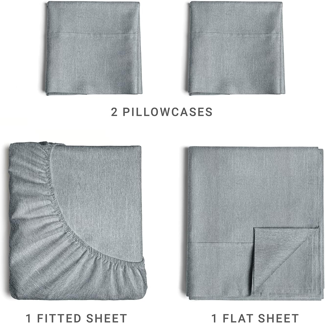 Full Size 4 Piece Sheet Set - Comfy Breathable & Cooling Sheets - Hotel Luxury Bed Sheets for Women & Men - Deep Pockets, Easy-Fit, Soft & Wrinkle Free Sheets - Light Grey Oeko-Tex Bed Sheet Set