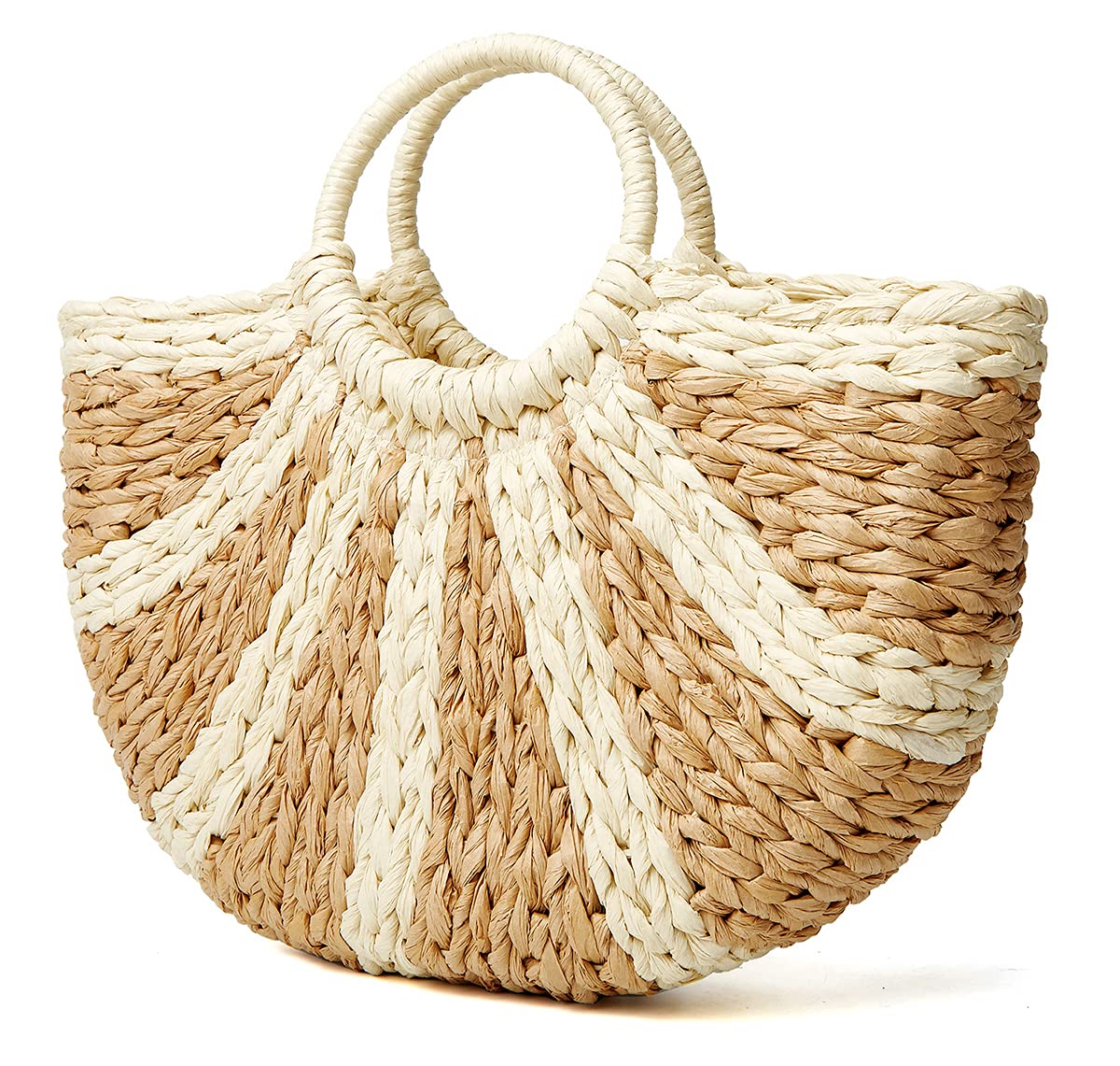 Womens Large Straw Beach Tote Bag Hobo Summer Handwoven Bags Purse wth Pom Poms