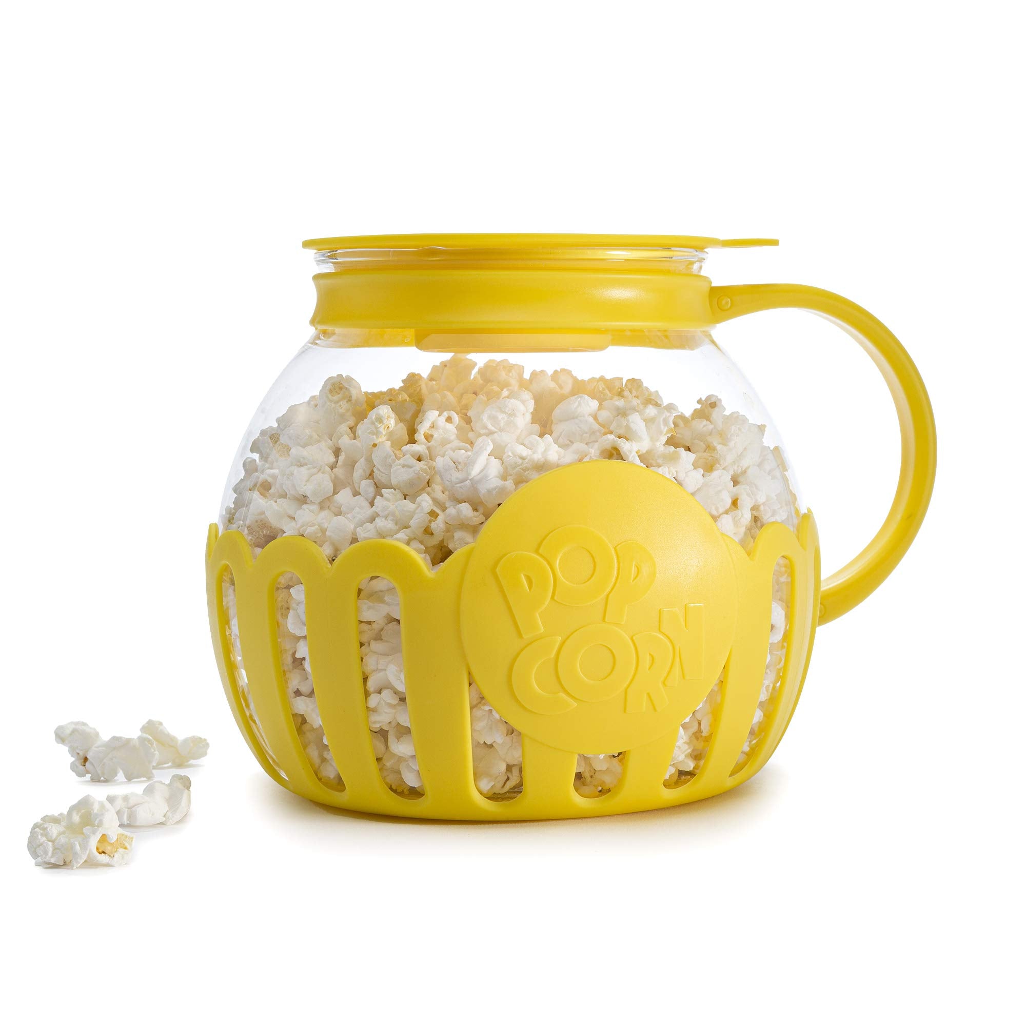 Ecolution Patented Micro-Pop Microwave Popcorn Popper with Temperature Safe Glass, 3-in-1 Lid Measures Kernels and Melts Butter, Made Without BPA, Dishwasher Safe, 3-Quart, Aqua