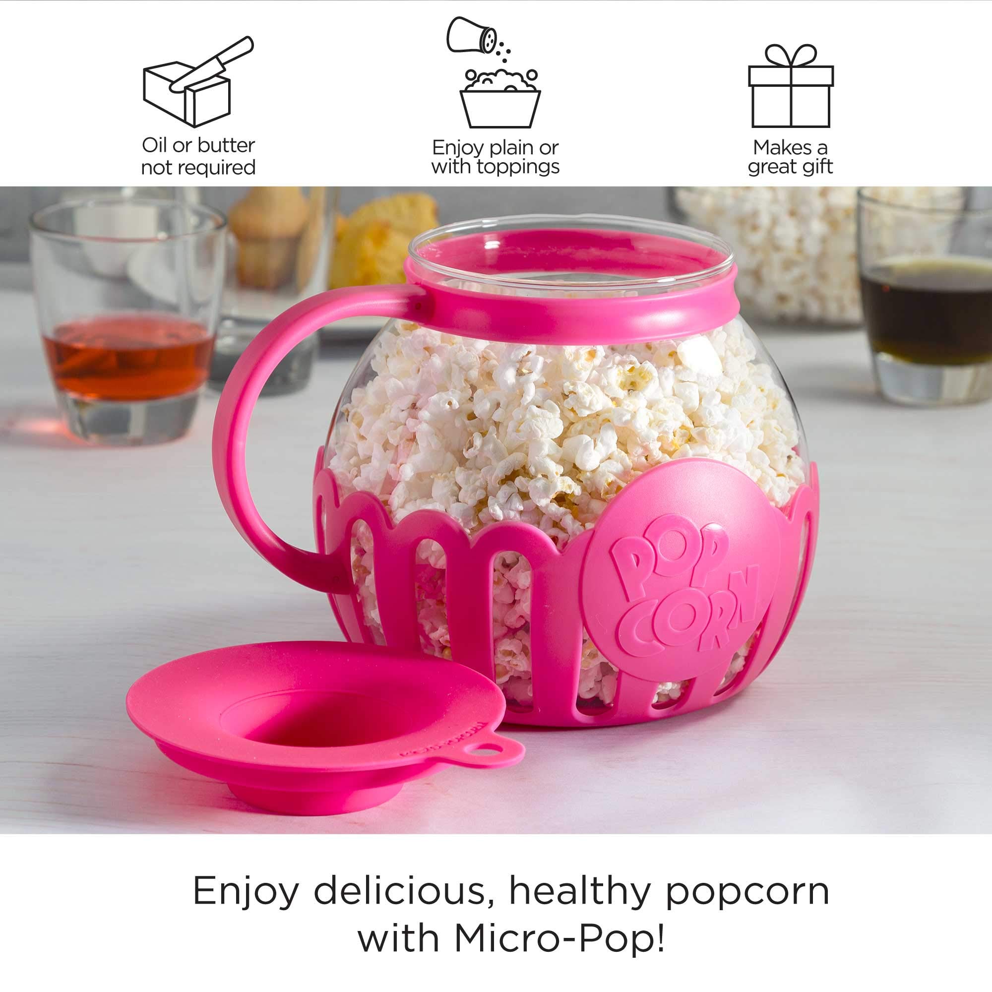 Ecolution Patented Micro-Pop Microwave Popcorn Popper with Temperature Safe Glass, 3-in-1 Lid Measures Kernels and Melts Butter, Made Without BPA, Dishwasher Safe, 3-Quart, Aqua