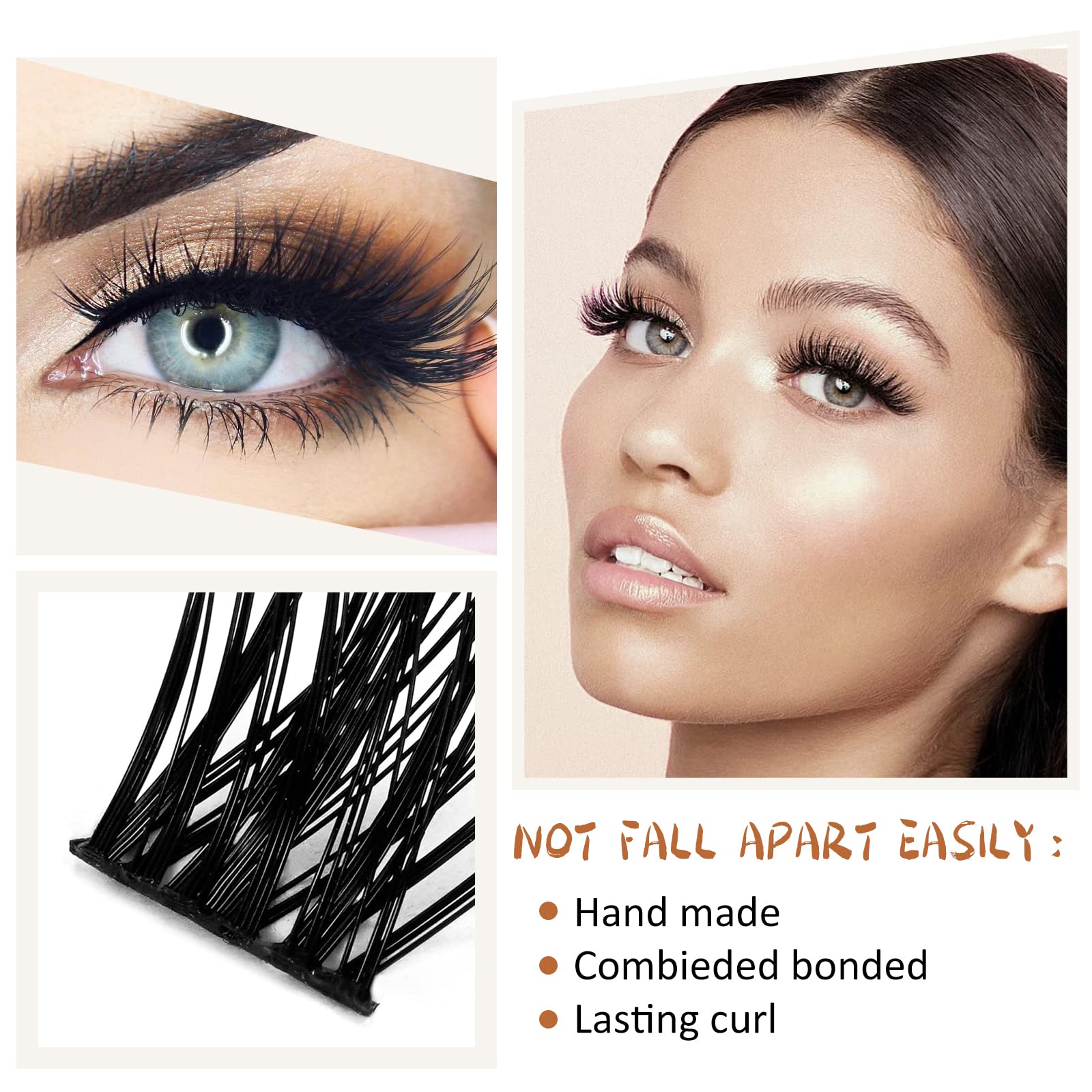 DIY Lash Extension Kit Individual Eyelash Extension Kit B&Q D Curl Cluster Lashes Individual Eyelashes with Lash Bond and Seal, Lash Applicator Tool DIY Lash Extensions at Home (Kit,40D-0.07D-8-18mix)