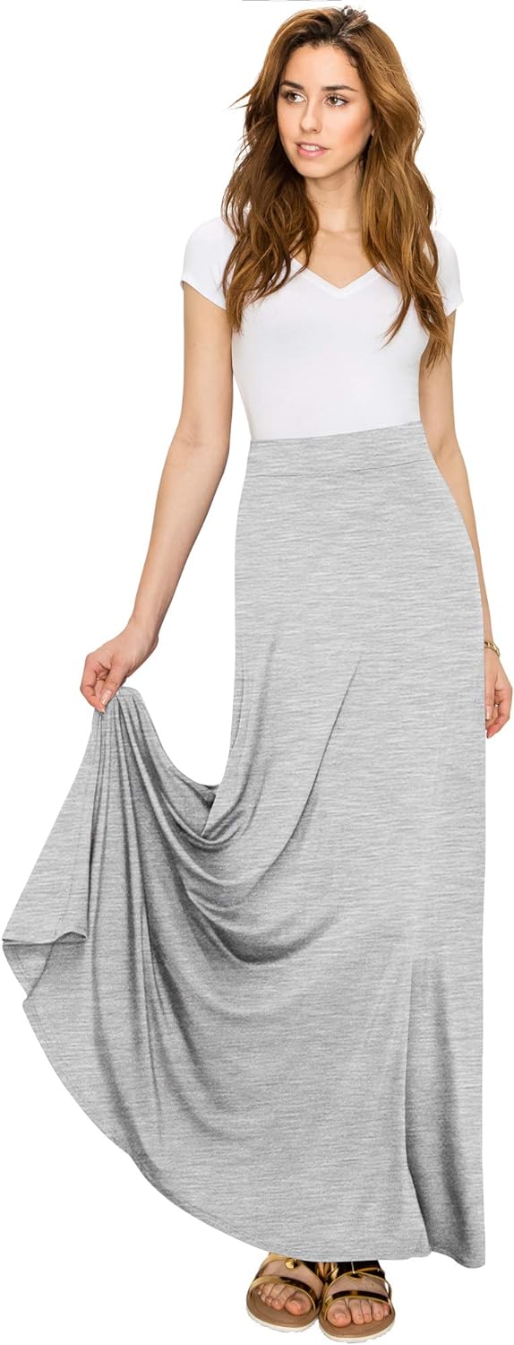 Lock and Love Women's Styleish Print/Solid High Waist Flare Long Maxi Skirt