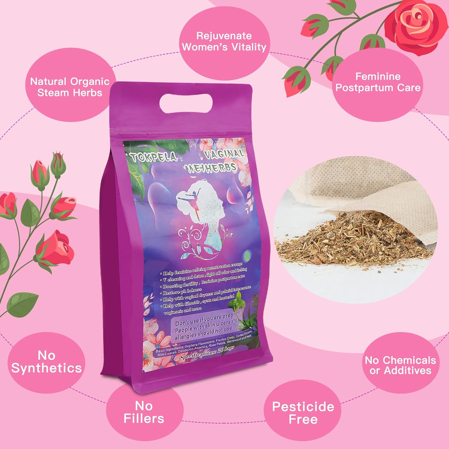 V Seat Kit, Yoni Kit, V Steam Seat at Home Kit With 20 Bags Yoni Herbs, Yoni Seat for Women V Cleaning and Tightening, Ph Balance, Postpartum Care and more