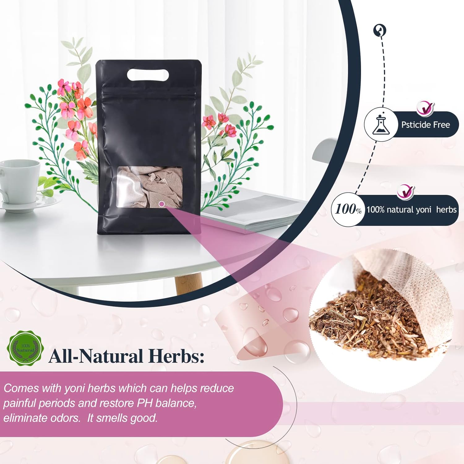 Yoni Seat Kit, Steaming Seat with Yoni Herbs (20 Bags) & U Cushion, V Steam at Home Kit for Feminine Odor, PH Balance, Postpartum Care, Cleansing and Moisturize Support