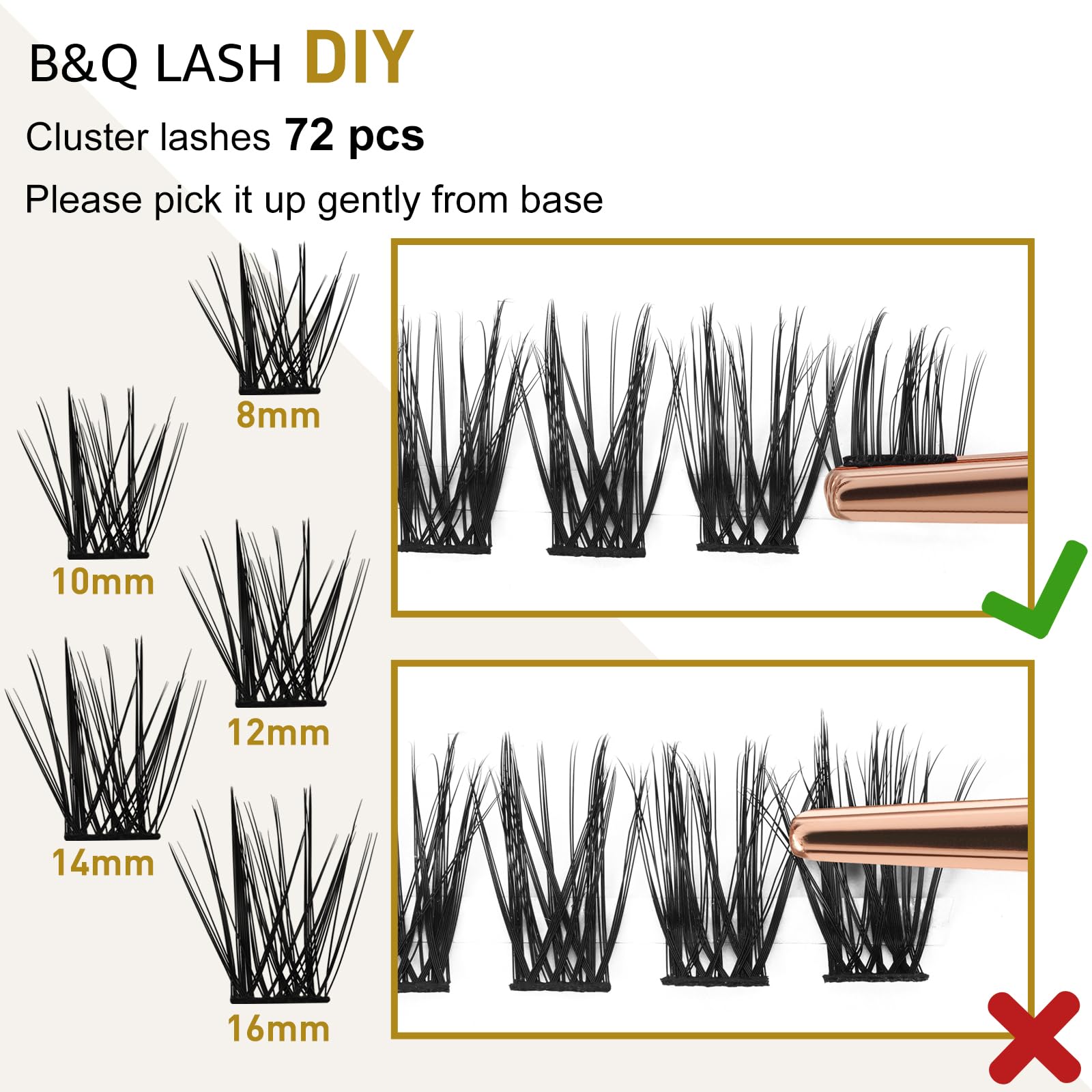 DIY Lash Extension Kit Individual Eyelash Extension Kit B&Q D Curl Cluster Lashes Individual Eyelashes with Lash Bond and Seal, Lash Applicator Tool DIY Lash Extensions at Home (Kit,40D-0.07D-8-18mix)