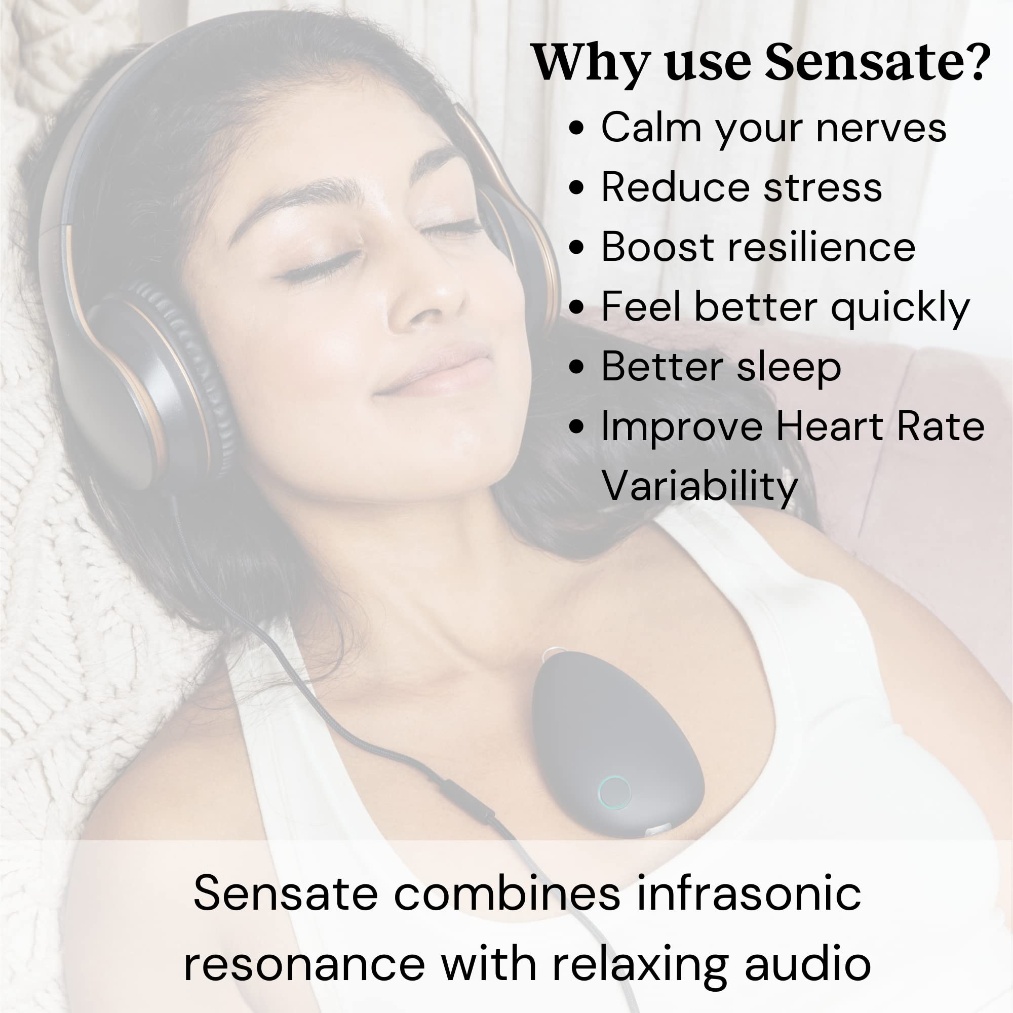 Sensate Relaxation Device - for Immediate Calm and Long Term Stress Resilience - with Patented Infrasonic Resonance Technology - Includes Sensate Plus