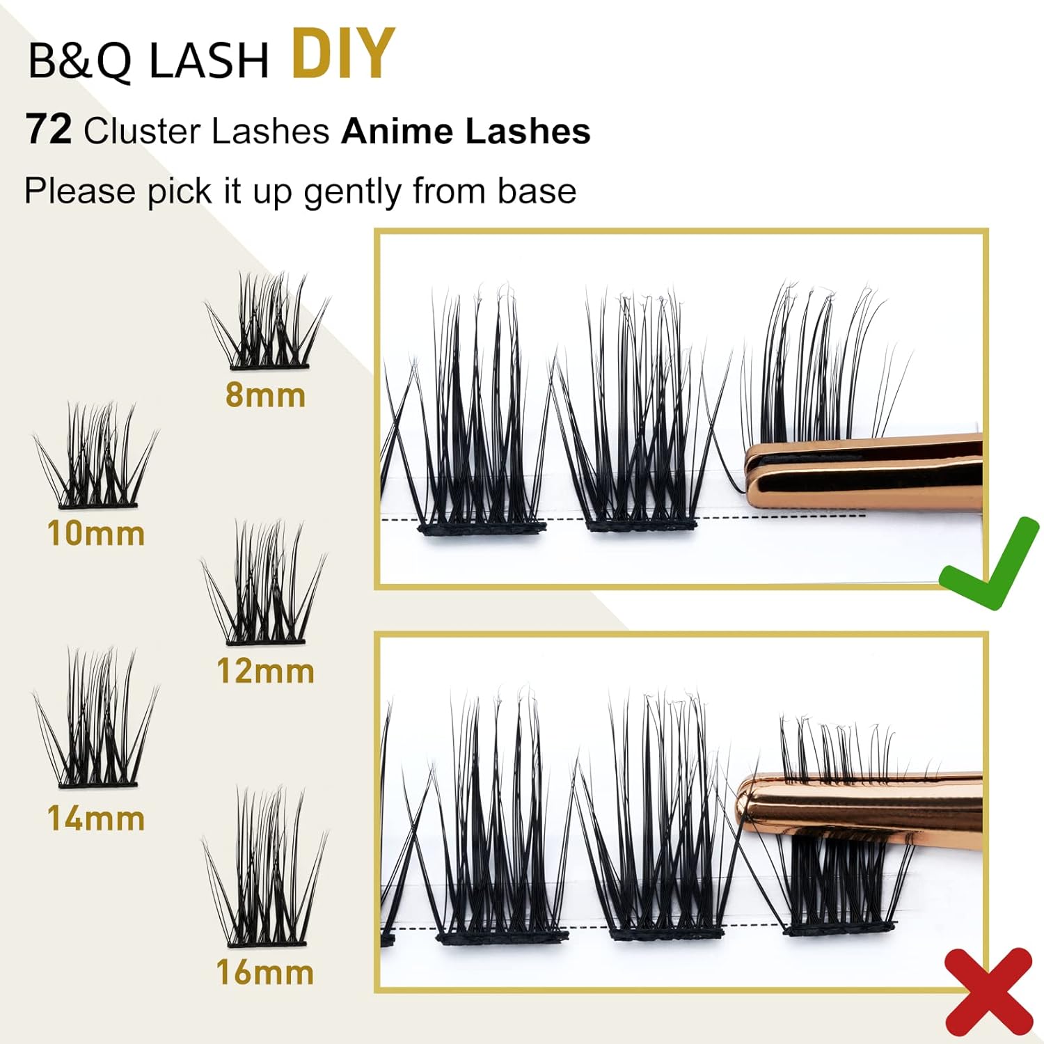 DIY Lash Extension Kit Individual Eyelash Extension Kit B&Q D Curl Cluster Lashes Individual Eyelashes with Lash Bond and Seal, Lash Applicator Tool DIY Lash Extensions at Home (Kit,40D-0.07D-8-18mix)