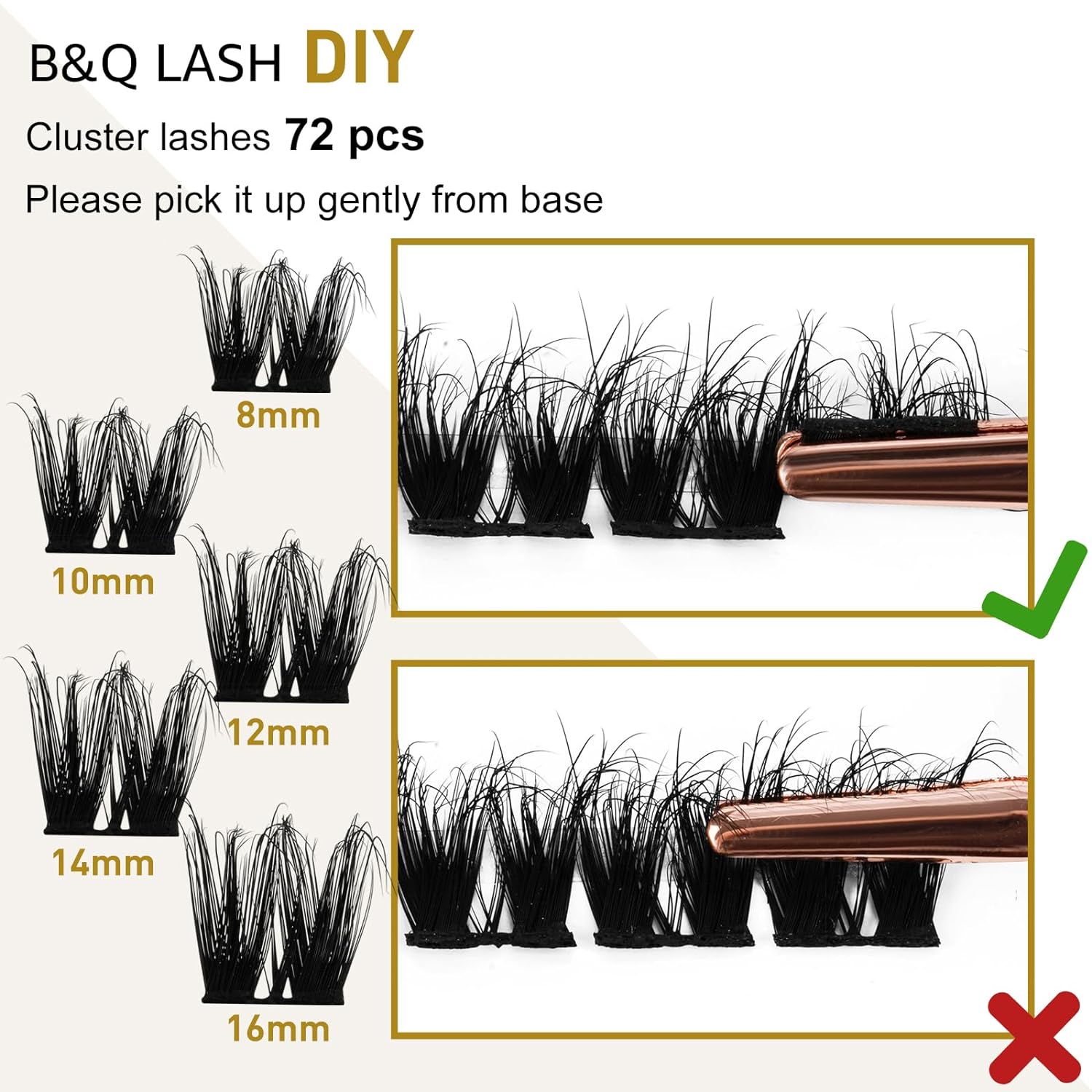 DIY Lash Extension Kit Individual Eyelash Extension Kit B&Q D Curl Cluster Lashes Individual Eyelashes with Lash Bond and Seal, Lash Applicator Tool DIY Lash Extensions at Home (Kit,40D-0.07D-8-18mix)