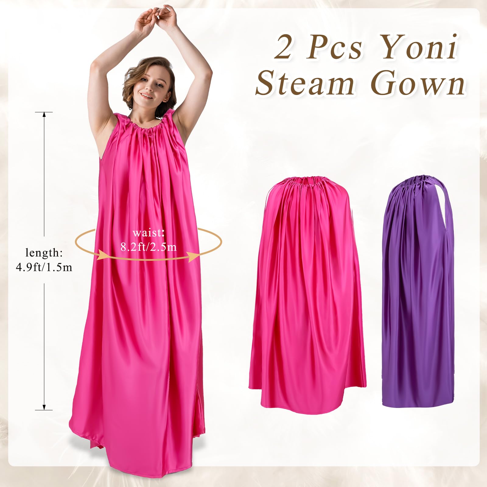 2 Pcs Yoni Steam Gown Sauna Steam Cloak Sauna Sweating Tool Steam Kit for Home Spa, Hair Salon(Rose, Purple)