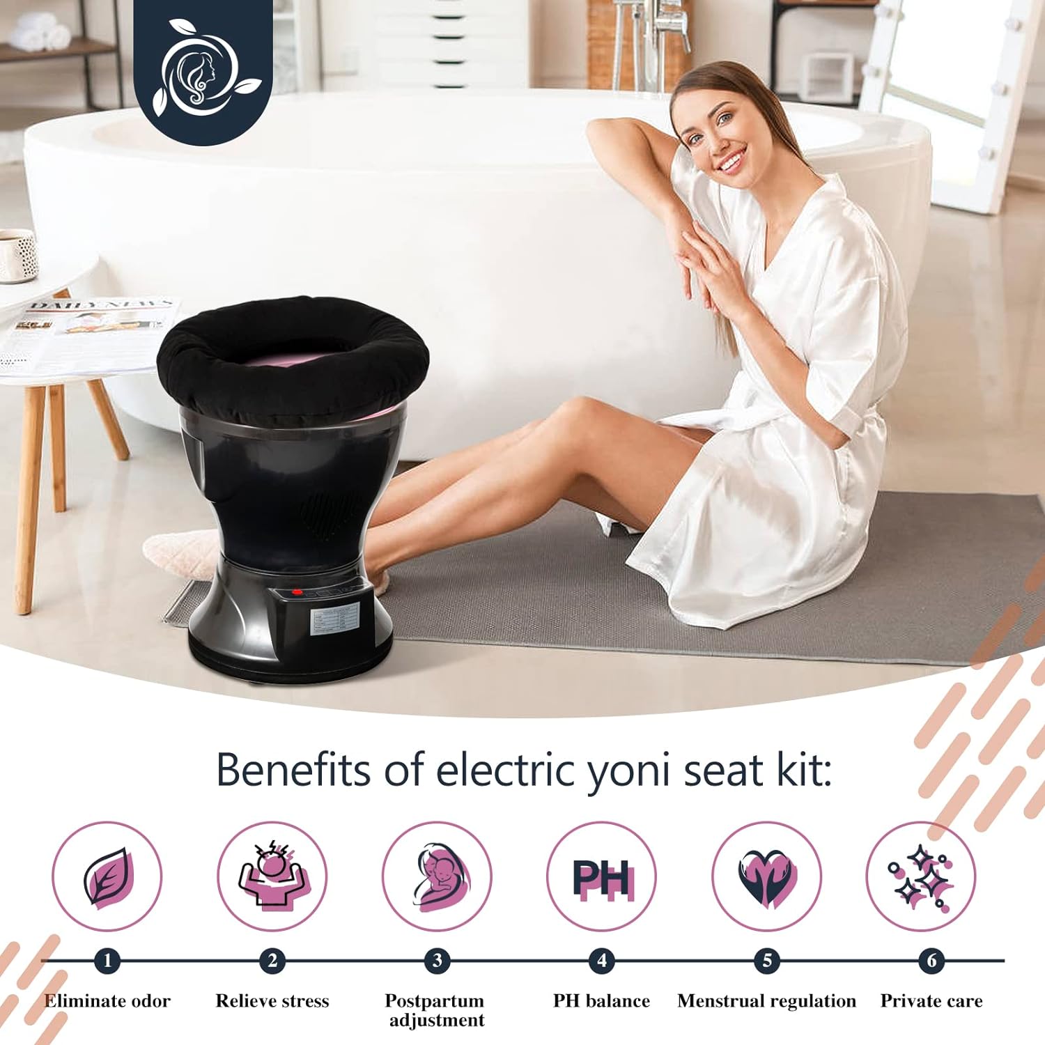 Yoni Seat Kit, Steaming Seat with Yoni Herbs (20 Bags) & U Cushion, V Steam at Home Kit for Feminine Odor, PH Balance, Postpartum Care, Cleansing and Moisturize Support