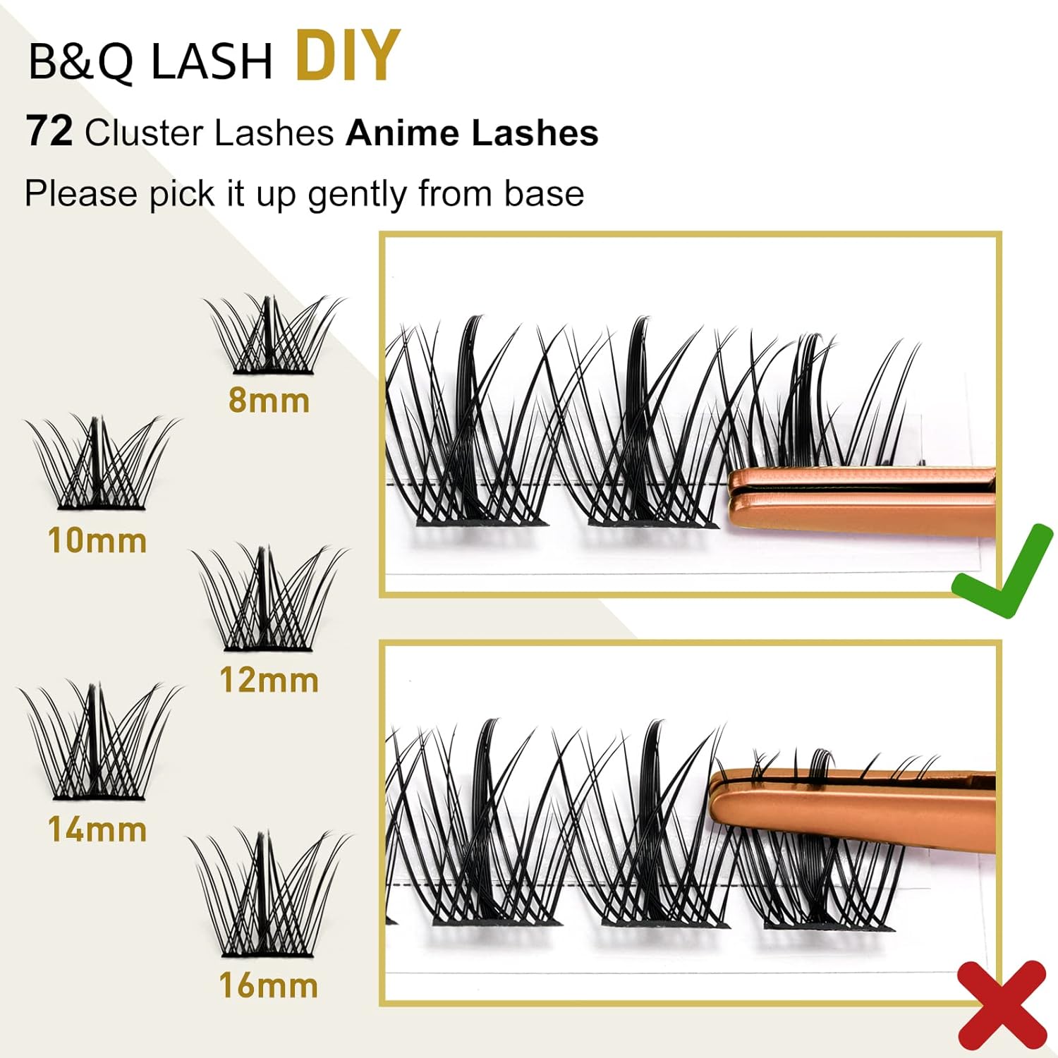 DIY Lash Extension Kit Individual Eyelash Extension Kit B&Q D Curl Cluster Lashes Individual Eyelashes with Lash Bond and Seal, Lash Applicator Tool DIY Lash Extensions at Home (Kit,40D-0.07D-8-18mix)