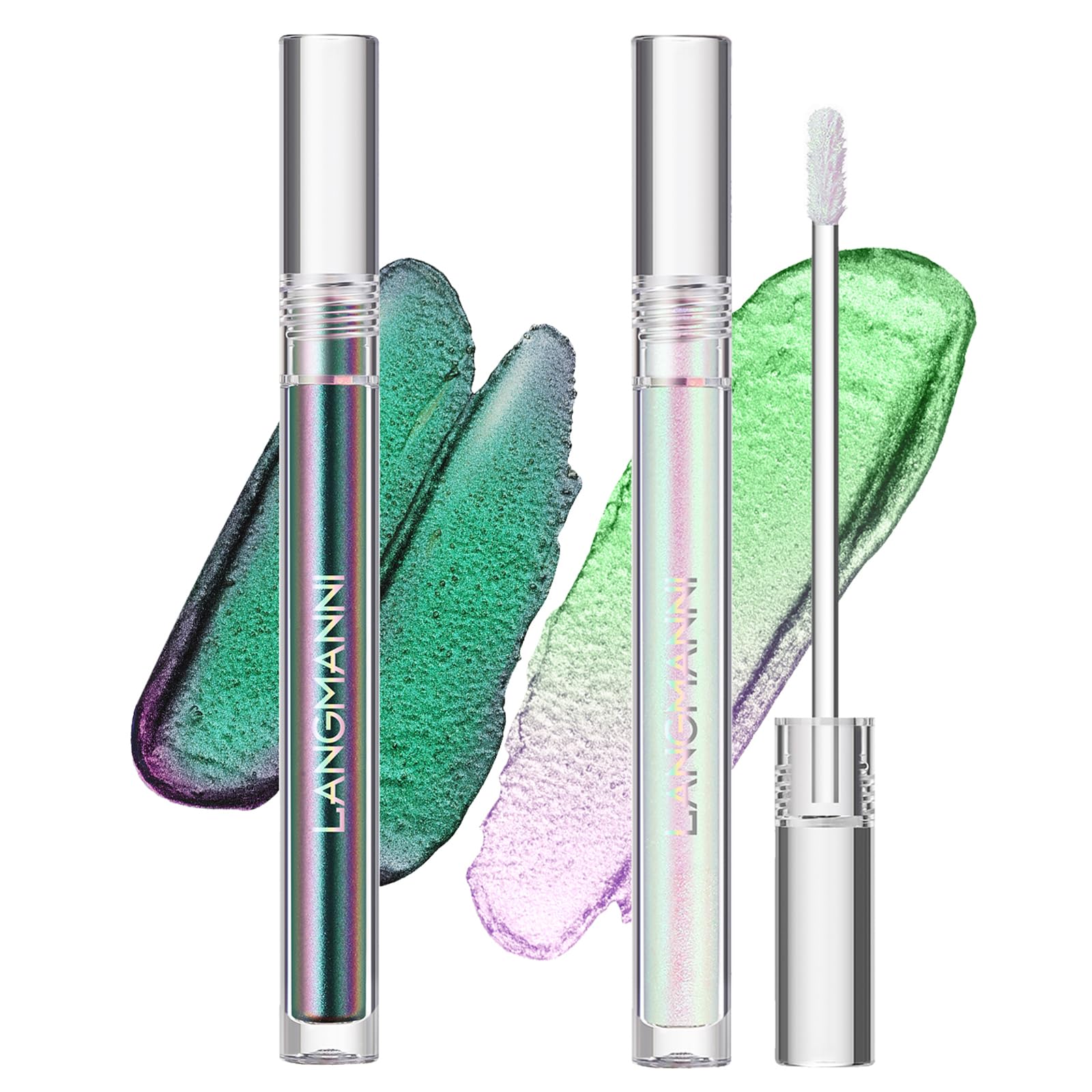 Jolilab Metallic Liquid Chameleon Eyeshadow, Multi-Dimensional Eye Looks, Long-lasting Holographic Glitter Multichrome Eyeshadows Makeup (#Peacock+Wonder+Ember)