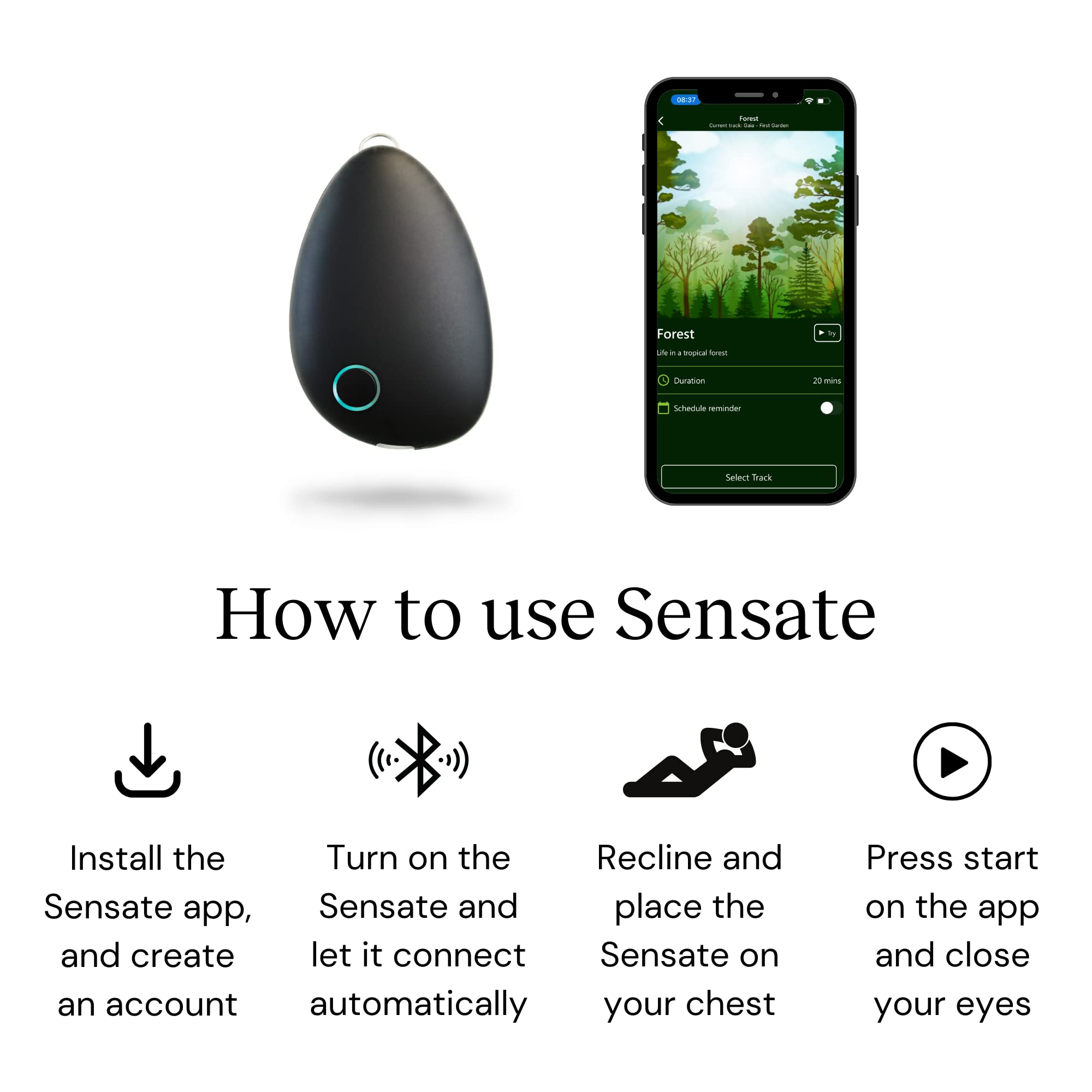 Sensate Relaxation Device - for Immediate Calm and Long Term Stress Resilience - with Patented Infrasonic Resonance Technology - Includes Sensate Plus