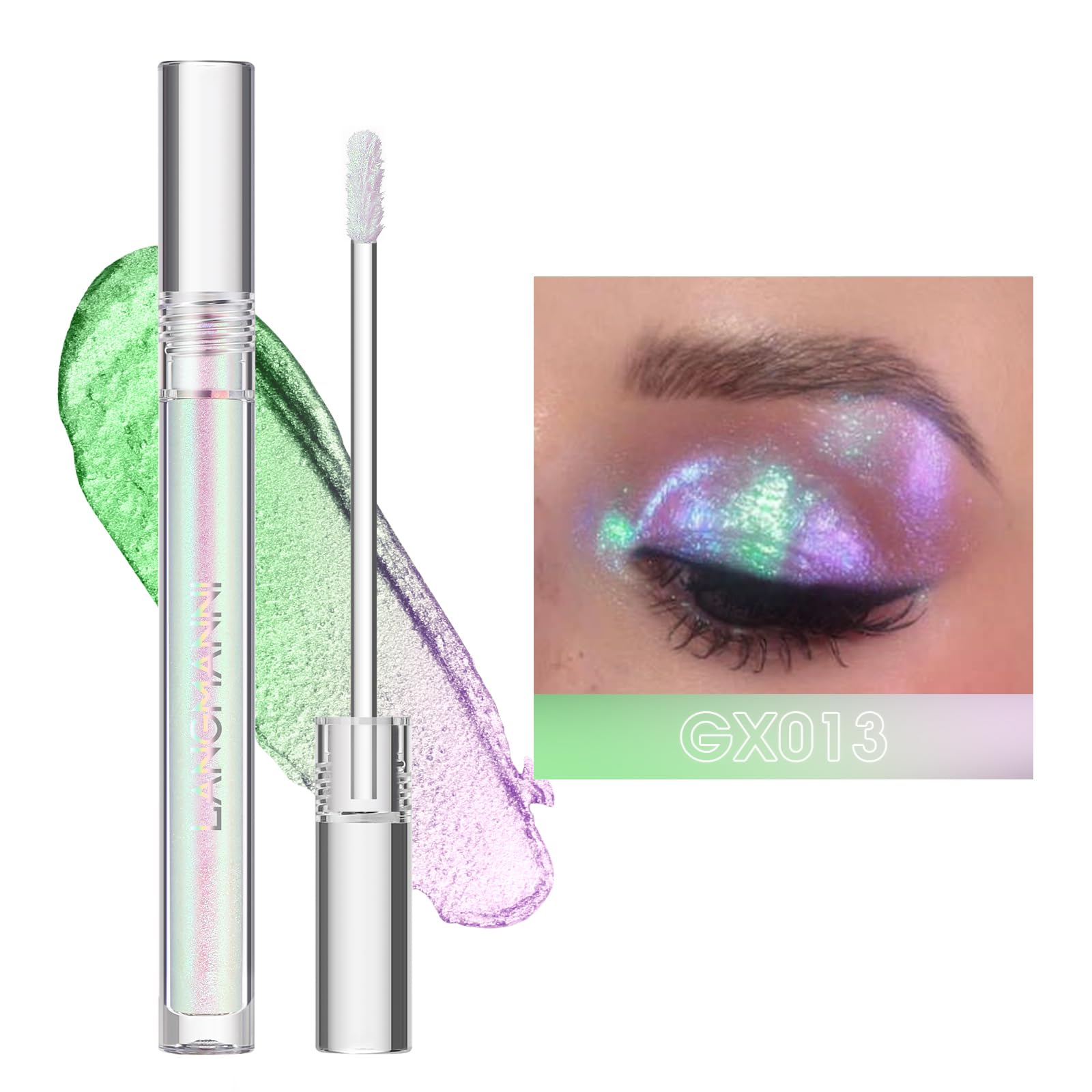 Jolilab Metallic Liquid Chameleon Eyeshadow, Multi-Dimensional Eye Looks, Long-lasting Holographic Glitter Multichrome Eyeshadows Makeup (#Peacock+Wonder+Ember)