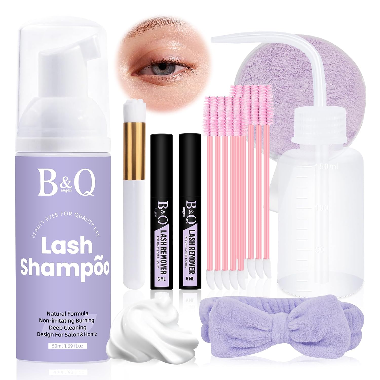 DIY Lash Extension Kit Individual Eyelash Extension Kit B&Q D Curl Cluster Lashes Individual Eyelashes with Lash Bond and Seal, Lash Applicator Tool DIY Lash Extensions at Home (Kit,40D-0.07D-8-18mix)