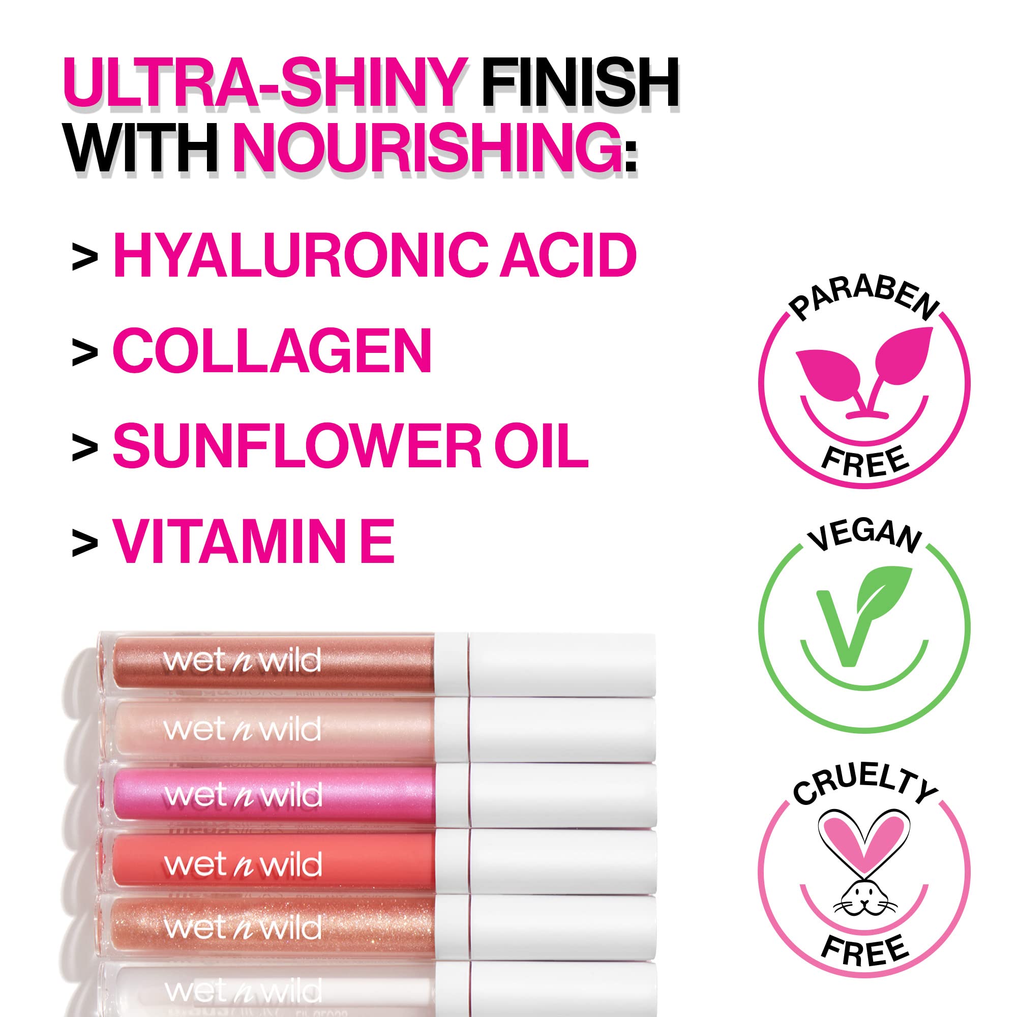 wet n wild Mega Slicks Lip Gloss | Long Lasting | Hyaluronic Acid | High Shine | Bronzed Berry