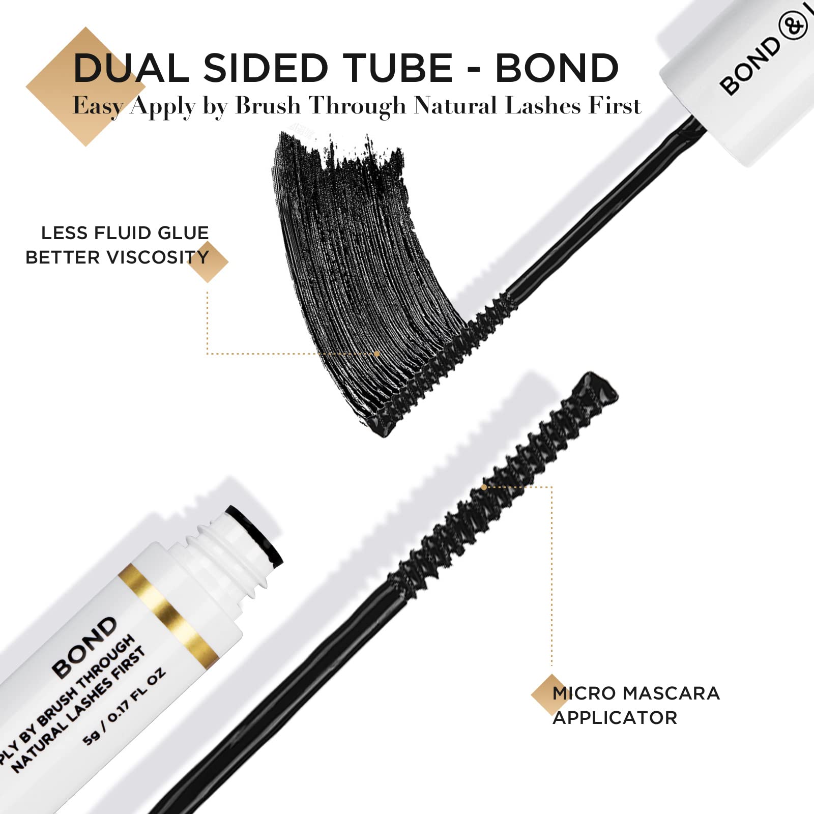 LASHVIEW Lash Bond and Seal, Cluster Lash Glue Strong Gentle Comfortable Lash Adhesive for All Day Wear Latex-Free Suitable for Sensitive Eyes Eyelashes Glue Waterproof