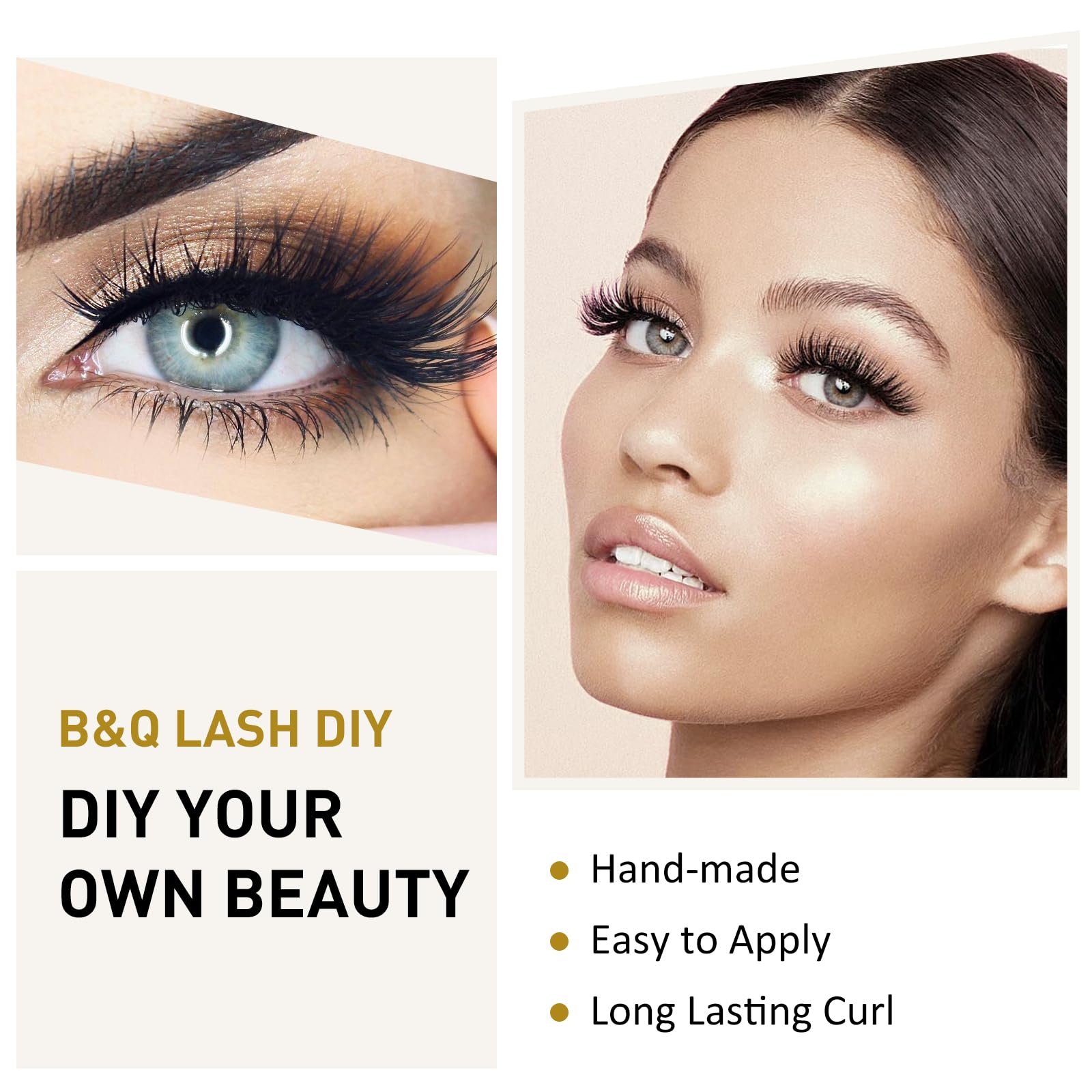 DIY Lash Extension Kit Individual Eyelash Extension Kit B&Q D Curl Cluster Lashes Individual Eyelashes with Lash Bond and Seal, Lash Applicator Tool DIY Lash Extensions at Home (Kit,40D-0.07D-8-18mix)