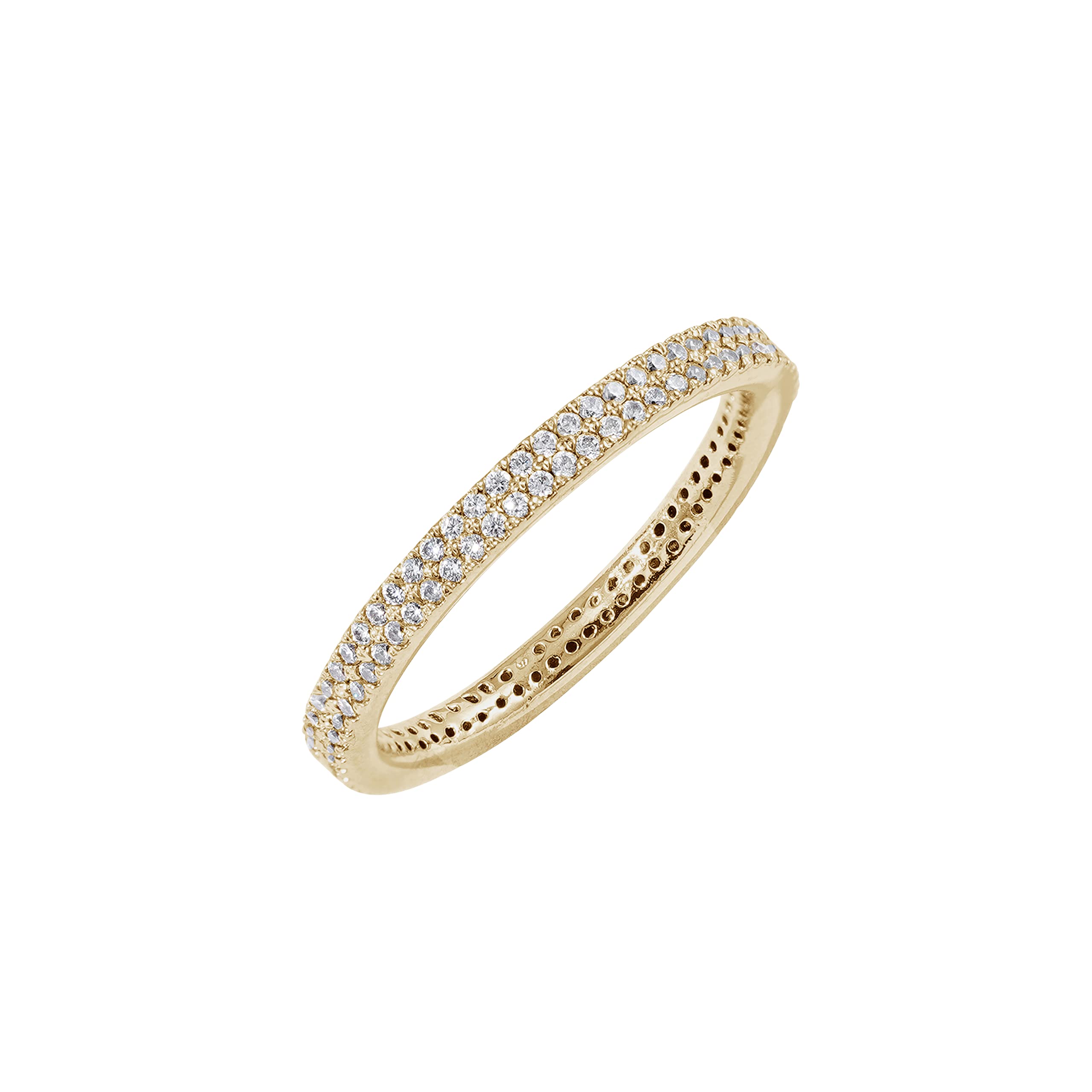 Amazon Essentials 14K Gold or Rhodium Plated Double Row Pave Eternity Ring