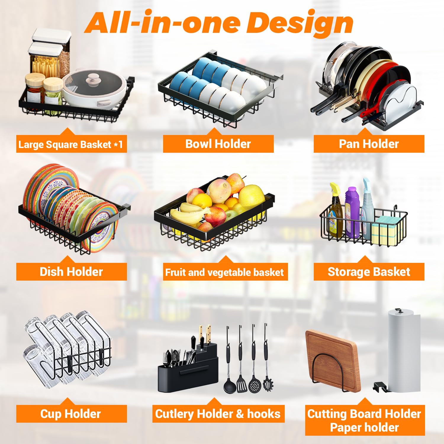 Over Sink Dish Drying Rack (Expandable Height/Length) Snap-On Design Large Dish Drainer Stainless Steel Storage Counter Organizer (24" - 35.5"(L) x 12"(W) x 19" - 22"(H))