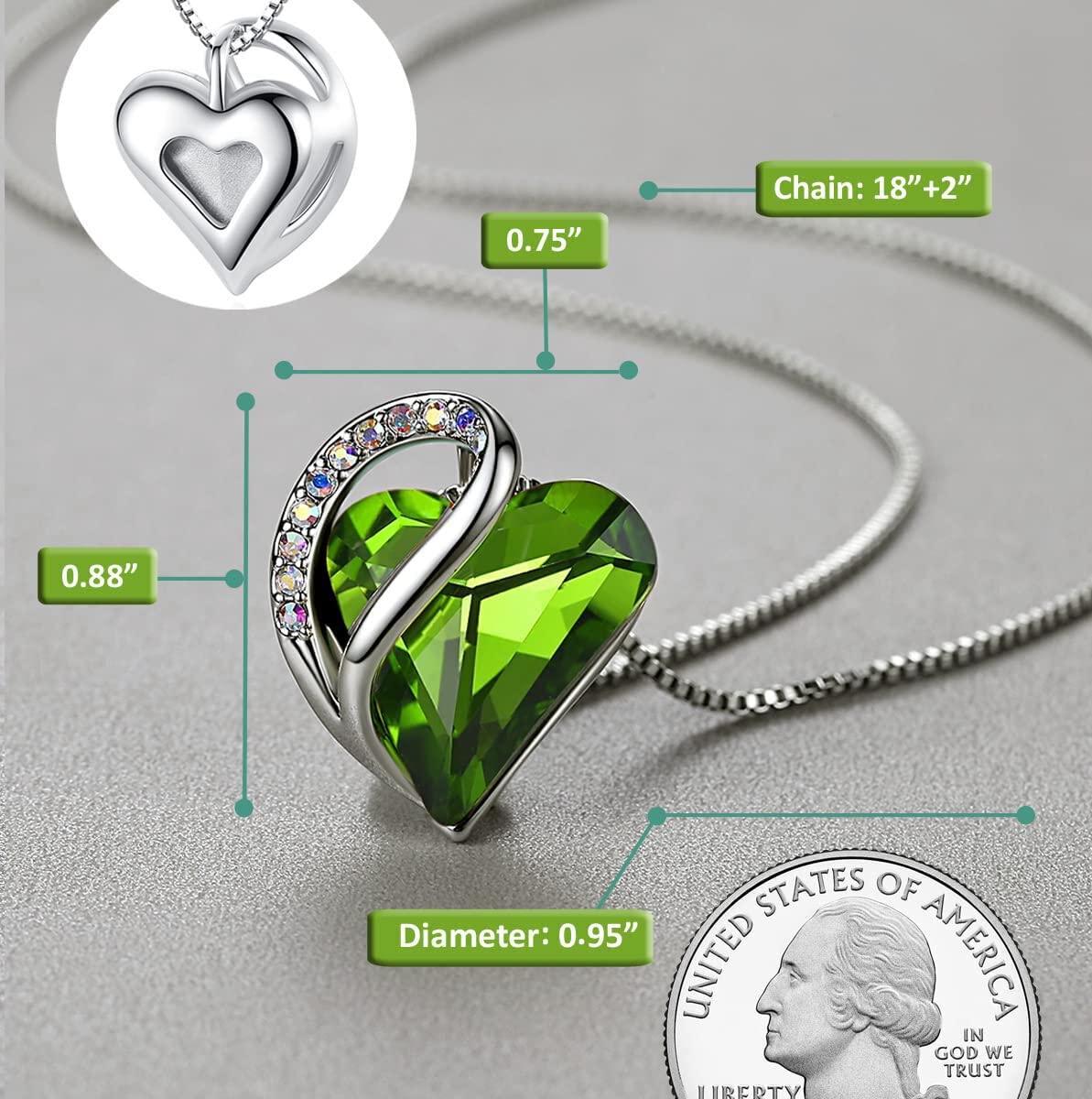 Leafael Necklaces for Women, Infinity Love Heart Pendant with Birthstone Crystals, Jewelry Gifts for Wife, Silver Plated 18 + 2 inch Chain, Birthday or Chrismas Holiday Gift for Her, Mom, Girlfriends