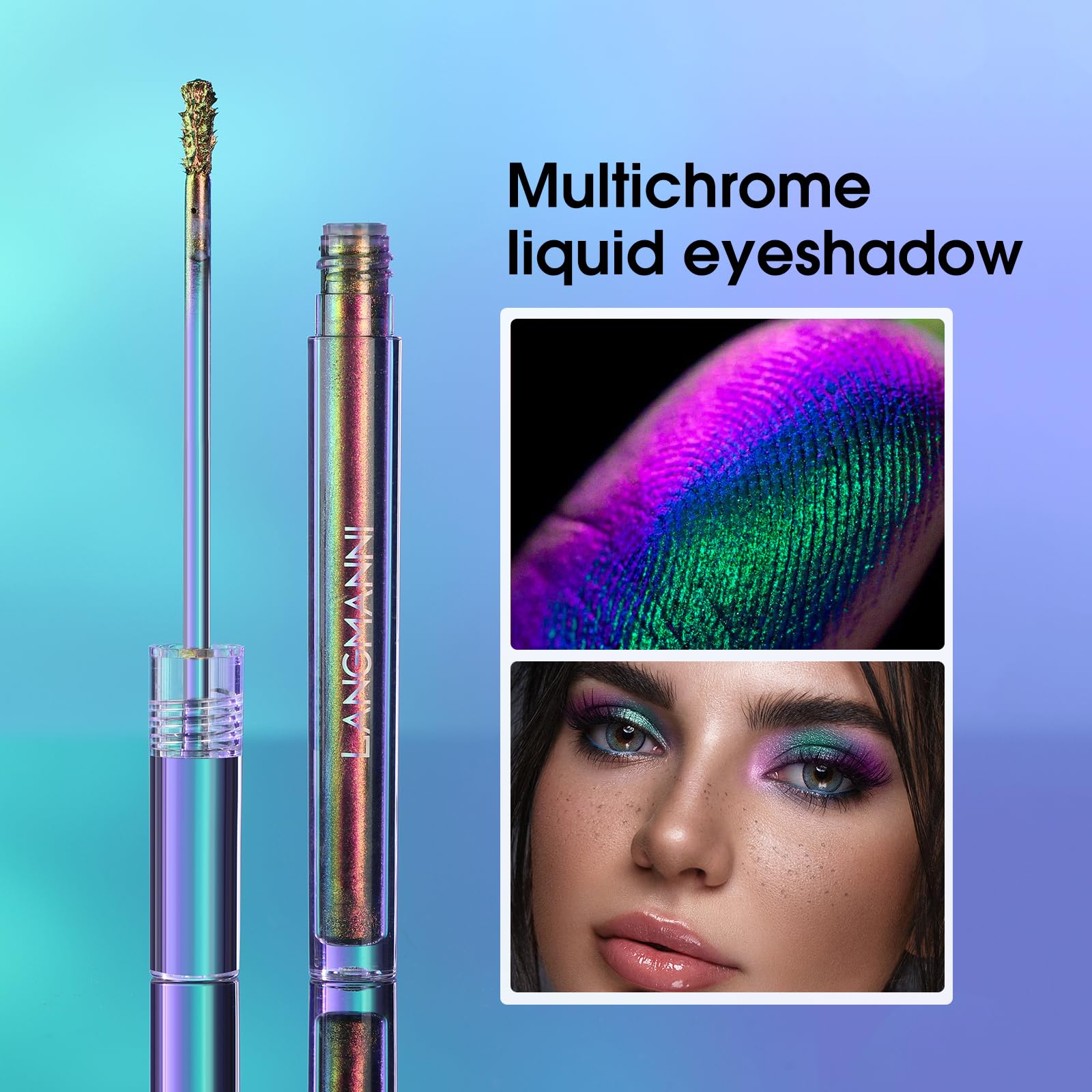 Jolilab Metallic Liquid Chameleon Eyeshadow, Multi-Dimensional Eye Looks, Long-lasting Holographic Glitter Multichrome Eyeshadows Makeup (#Peacock+Wonder+Ember)