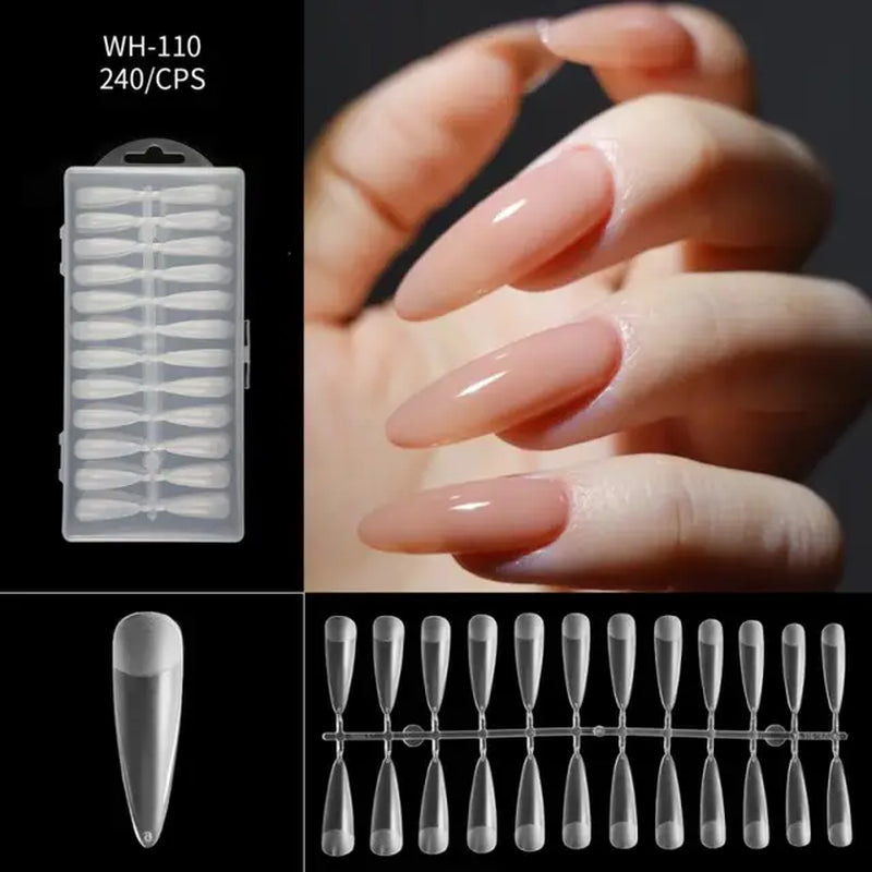 500Pcs Press on False Nails Acrylic Press on Nails Coffin Artificial Nails Clear Fake Nail Tips for Extension Manicure Tool