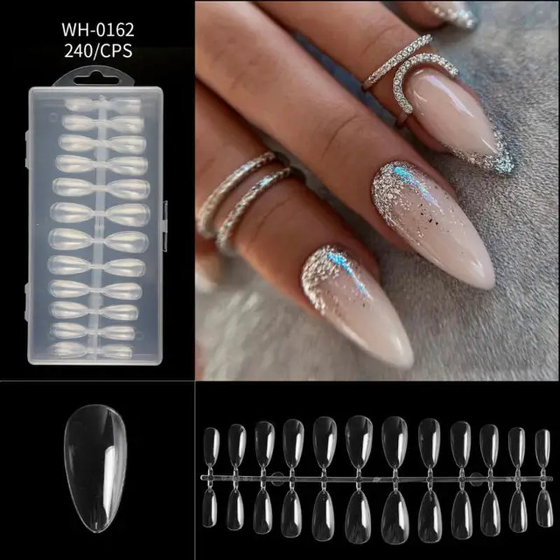 500Pcs Press on False Nails Acrylic Press on Nails Coffin Artificial Nails Clear Fake Nail Tips for Extension Manicure Tool