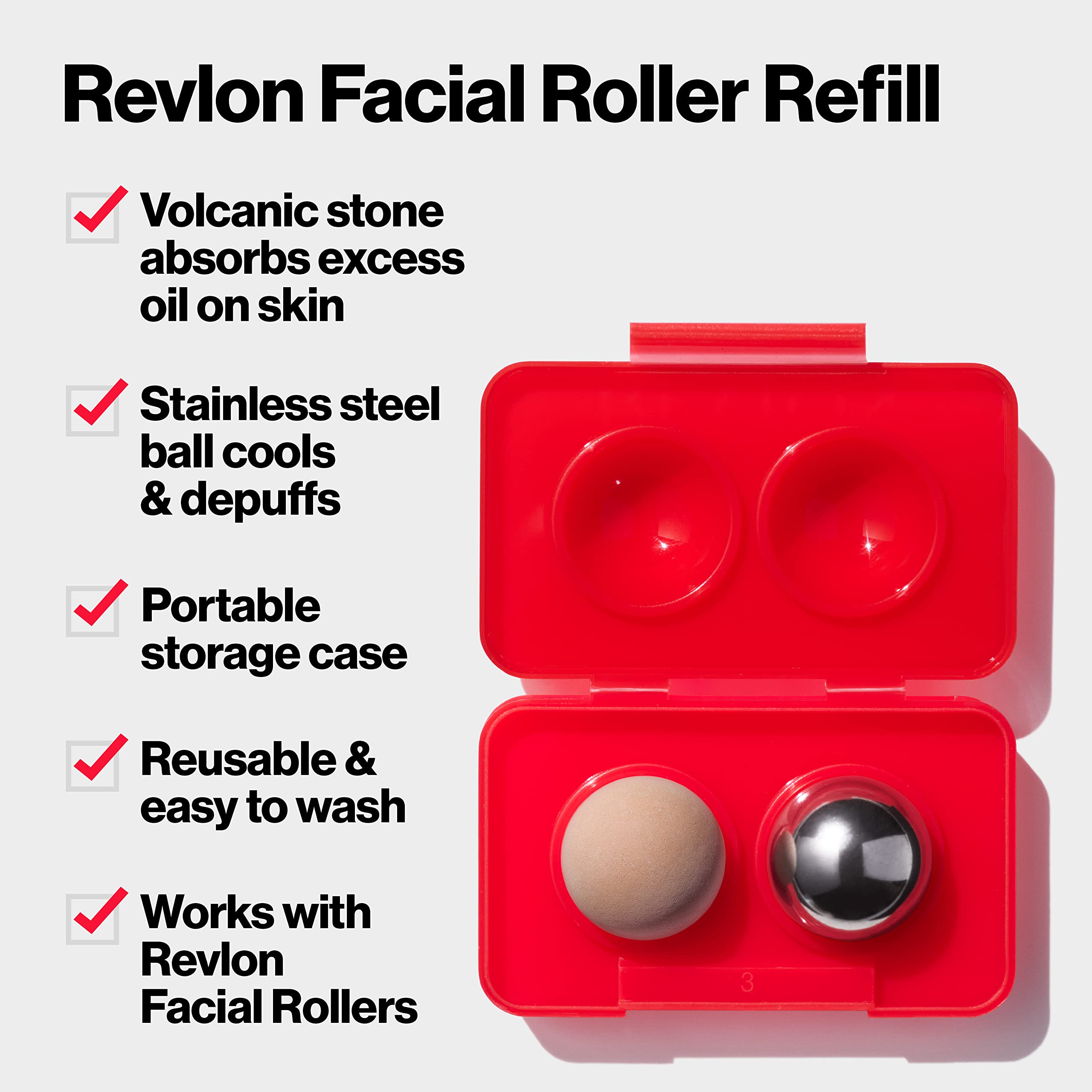 Revlon Face Roller, Gifts for Women, Stocking Stuffers, Oily Skin Control for Face Makeup, Oil Absorbing, Volcanic Reusable Facial Skincare Tool for At-Home or On-the-Go Mini Massage