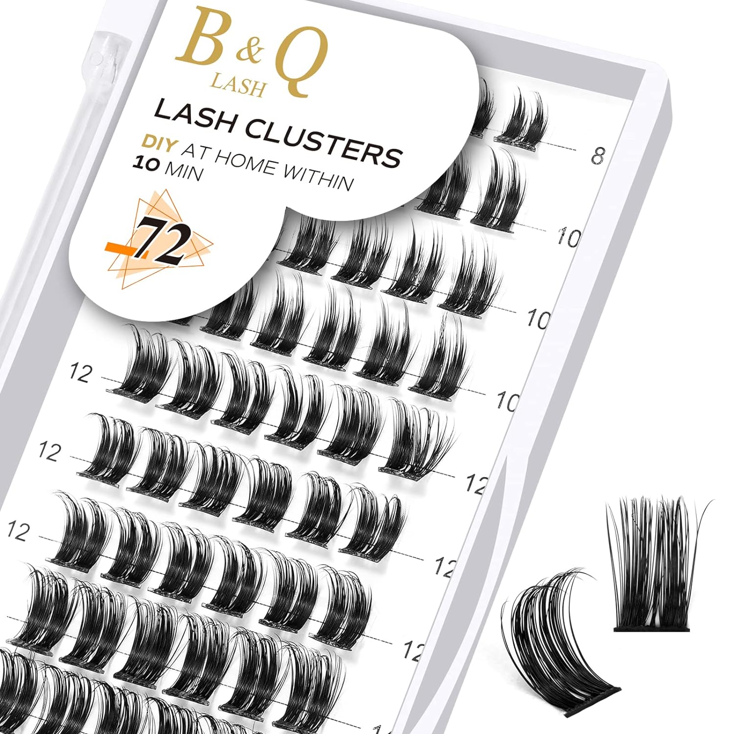 DIY Lash Extension Kit Individual Eyelash Extension Kit B&Q D Curl Cluster Lashes Individual Eyelashes with Lash Bond and Seal, Lash Applicator Tool DIY Lash Extensions at Home (Kit,40D-0.07D-8-18mix)