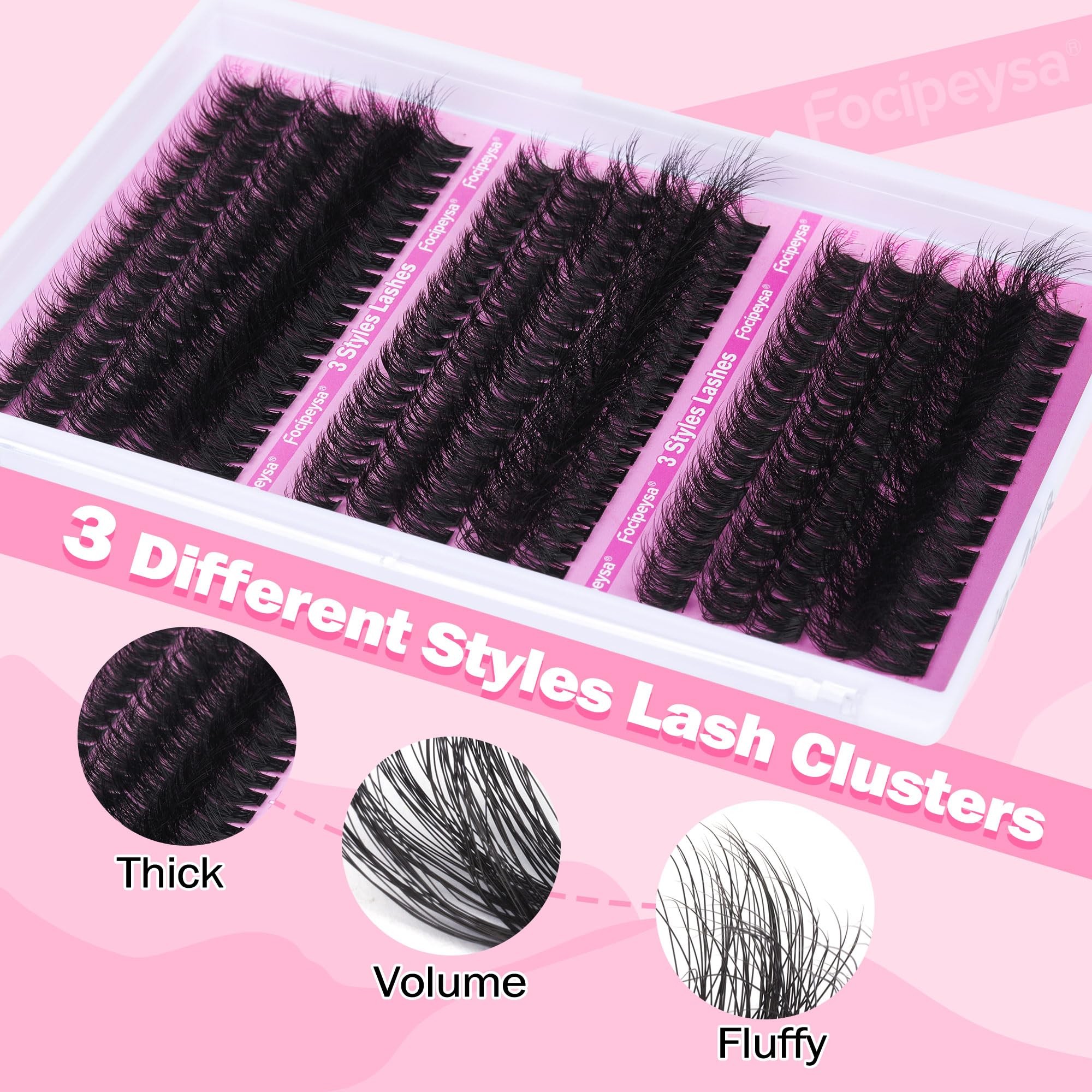 DIY Eyelash Extension Kit Volume Fluffy Lash Clusters Kit 10-18mm Thick Lash Extensions 90D Individual Eyelashes Extensions Kit with Lash Bond, Lash Remover, Lash Applicator (90D-D Curl-200Pcs)