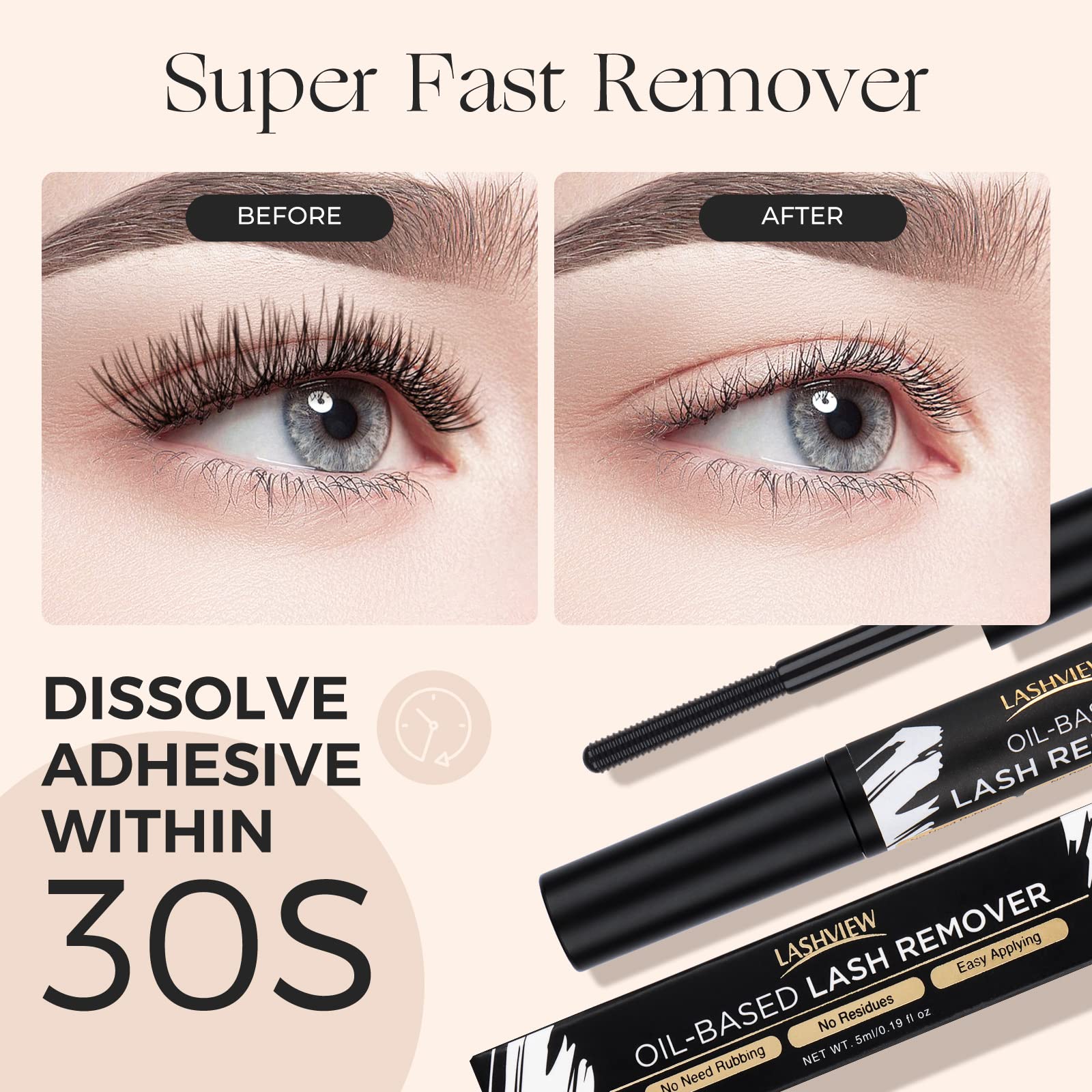 LASHVIEW Lash Bond and Seal, Cluster Lash Glue Strong Gentle Comfortable Lash Adhesive for All Day Wear Latex-Free Suitable for Sensitive Eyes Eyelashes Glue Waterproof