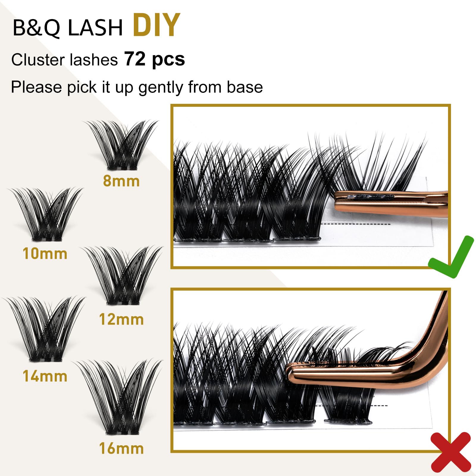 DIY Lash Extension Kit Individual Eyelash Extension Kit B&Q D Curl Cluster Lashes Individual Eyelashes with Lash Bond and Seal, Lash Applicator Tool DIY Lash Extensions at Home (Kit,40D-0.07D-8-18mix)