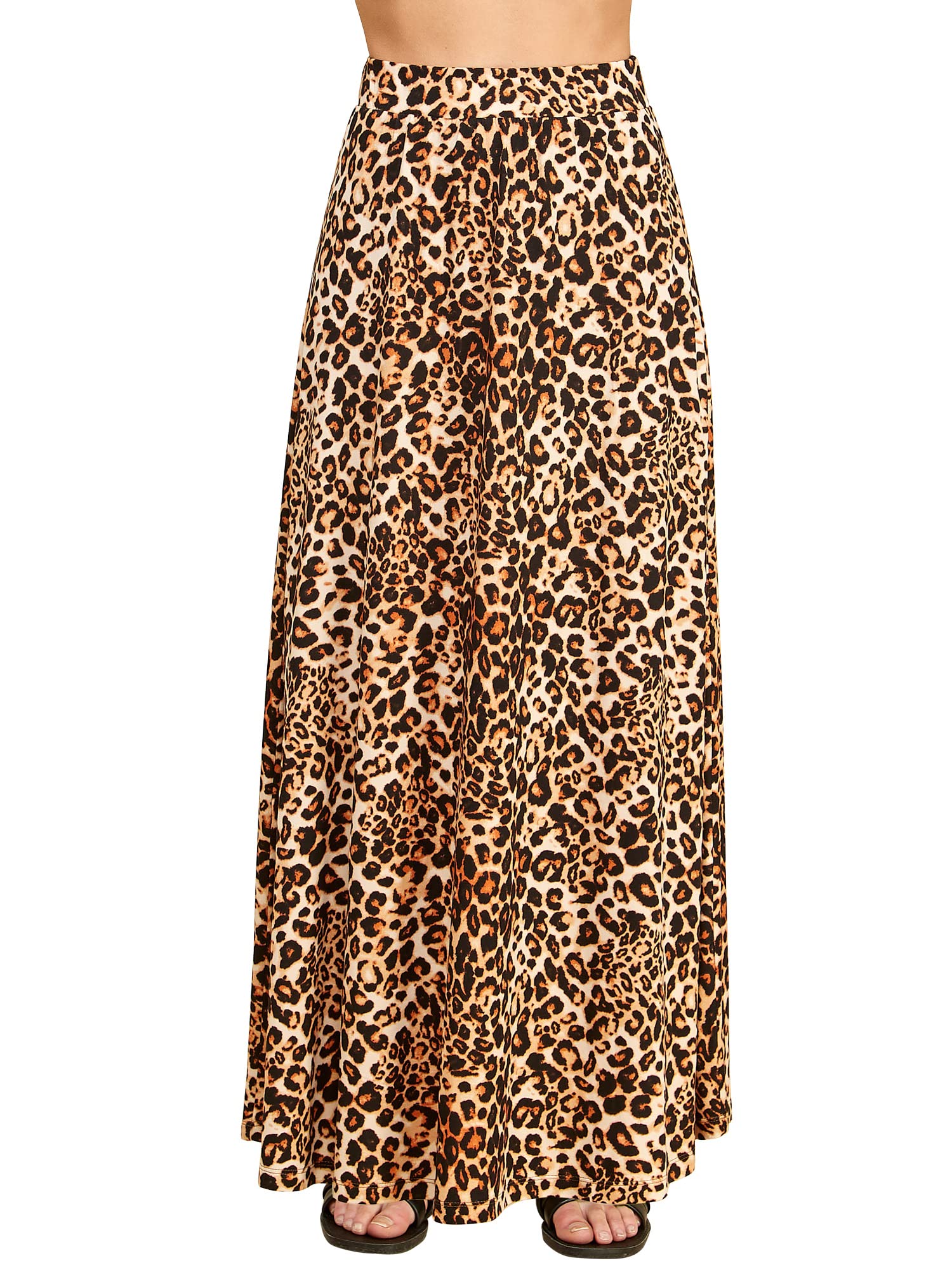 Lock and Love Women's Styleish Print/Solid High Waist Flare Long Maxi Skirt