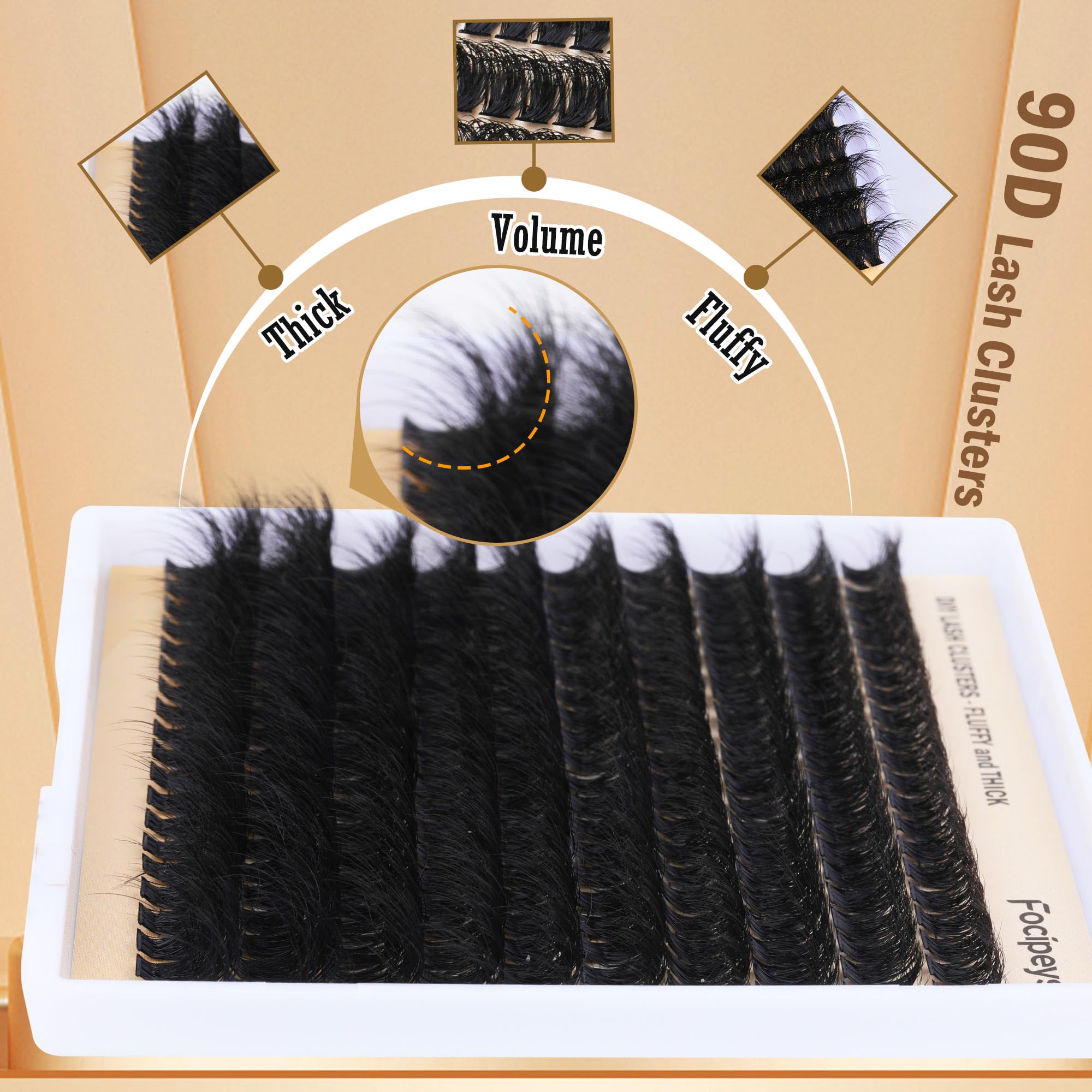 DIY Eyelash Extension Kit Volume Fluffy Lash Clusters Kit 10-18mm Thick Lash Extensions 90D Individual Eyelashes Extensions Kit with Lash Bond, Lash Remover, Lash Applicator (90D-D Curl-200Pcs)