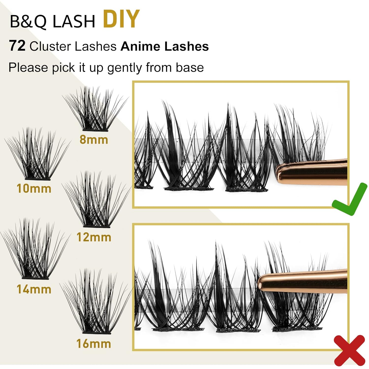 DIY Lash Extension Kit Individual Eyelash Extension Kit B&Q D Curl Cluster Lashes Individual Eyelashes with Lash Bond and Seal, Lash Applicator Tool DIY Lash Extensions at Home (Kit,40D-0.07D-8-18mix)