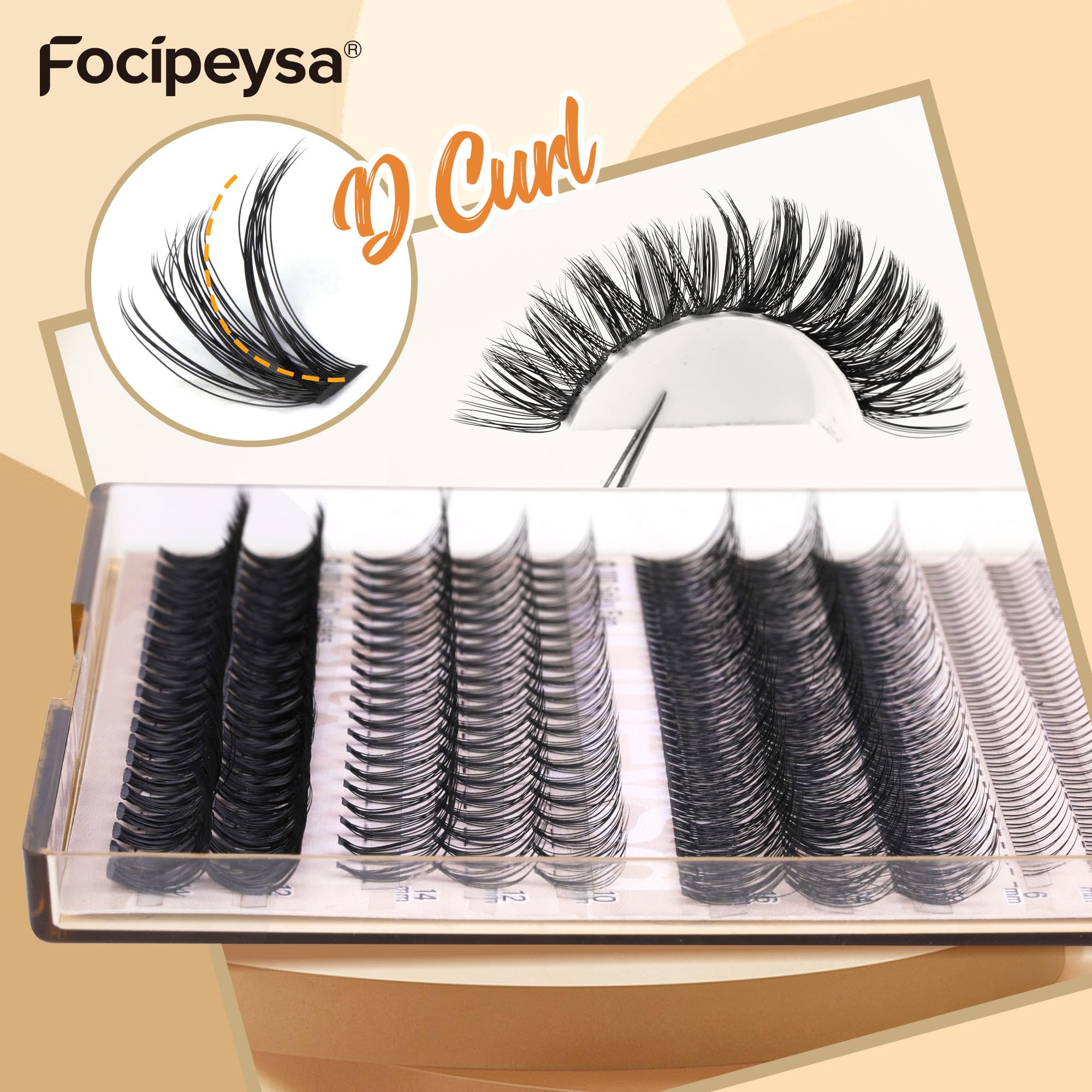 DIY Eyelash Extension Kit Volume Fluffy Lash Clusters Kit 10-18mm Thick Lash Extensions 90D Individual Eyelashes Extensions Kit with Lash Bond, Lash Remover, Lash Applicator (90D-D Curl-200Pcs)