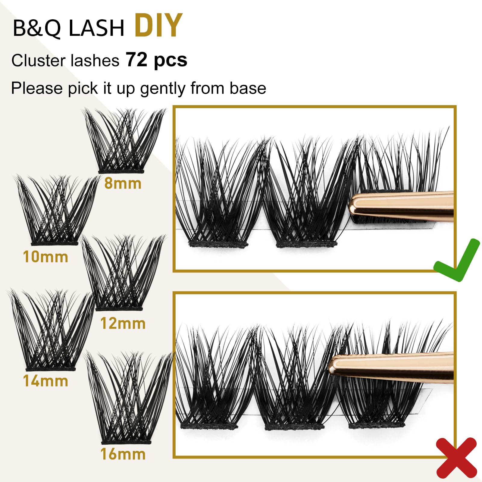 DIY Lash Extension Kit Individual Eyelash Extension Kit B&Q D Curl Cluster Lashes Individual Eyelashes with Lash Bond and Seal, Lash Applicator Tool DIY Lash Extensions at Home (Kit,40D-0.07D-8-18mix)