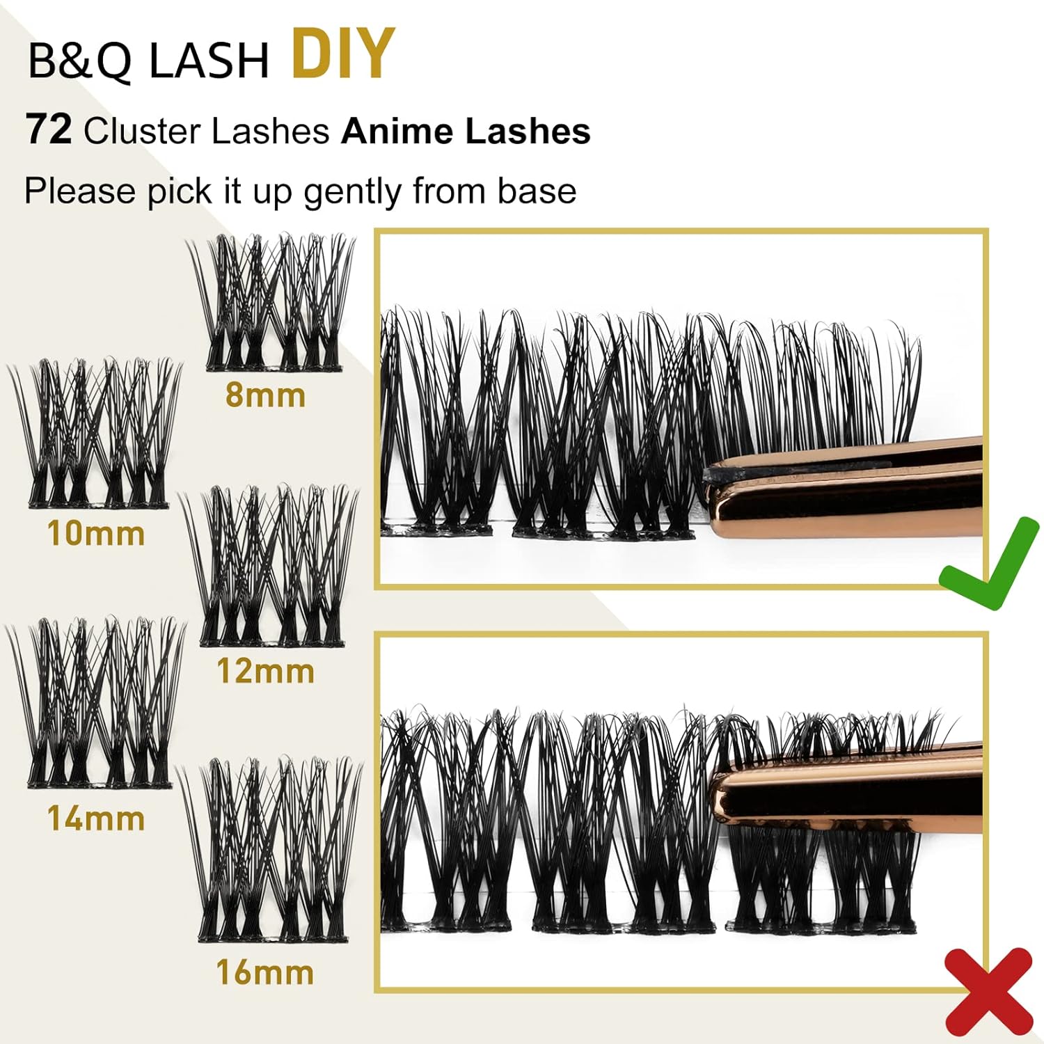 DIY Lash Extension Kit Individual Eyelash Extension Kit B&Q D Curl Cluster Lashes Individual Eyelashes with Lash Bond and Seal, Lash Applicator Tool DIY Lash Extensions at Home (Kit,40D-0.07D-8-18mix)