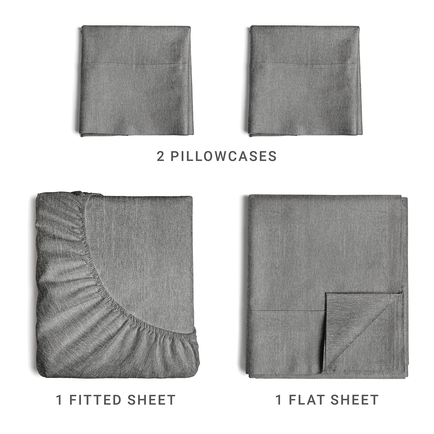 Full Size 4 Piece Sheet Set - Comfy Breathable & Cooling Sheets - Hotel Luxury Bed Sheets for Women & Men - Deep Pockets, Easy-Fit, Soft & Wrinkle Free Sheets - Light Grey Oeko-Tex Bed Sheet Set