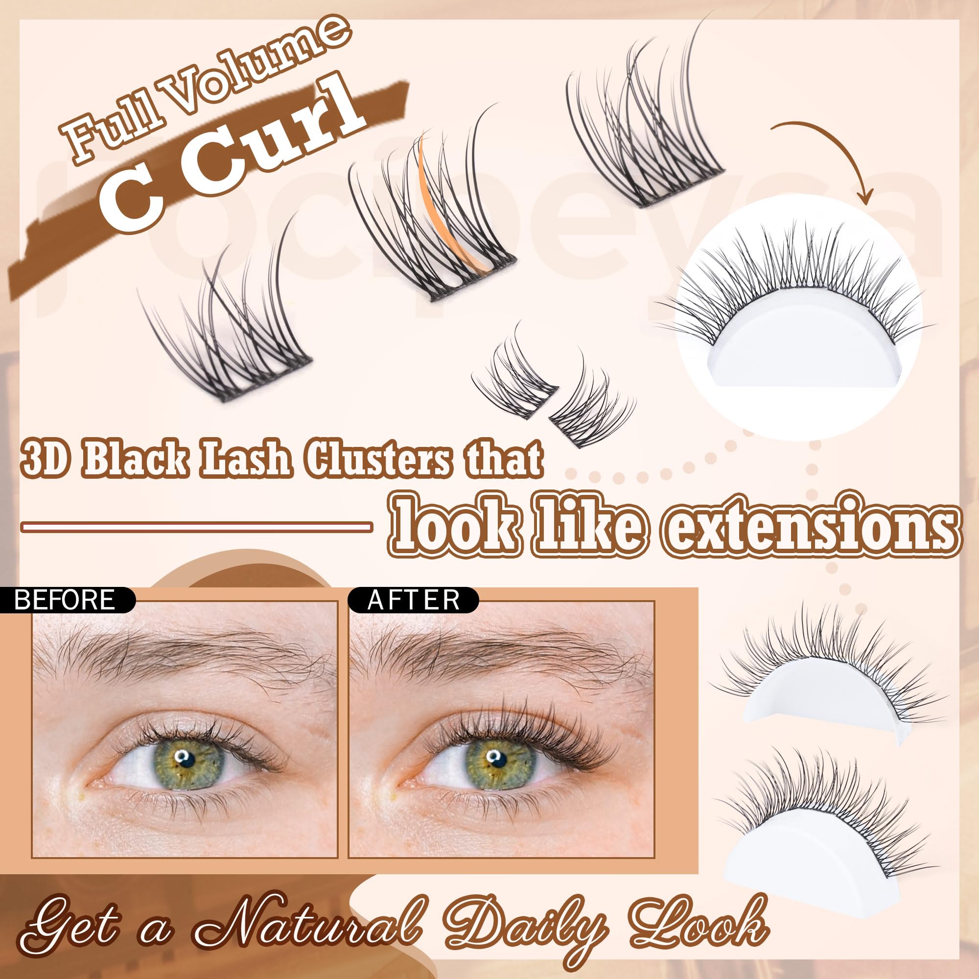 DIY Eyelash Extension Kit Volume Fluffy Lash Clusters Kit 10-18mm Thick Lash Extensions 90D Individual Eyelashes Extensions Kit with Lash Bond, Lash Remover, Lash Applicator (90D-D Curl-200Pcs)