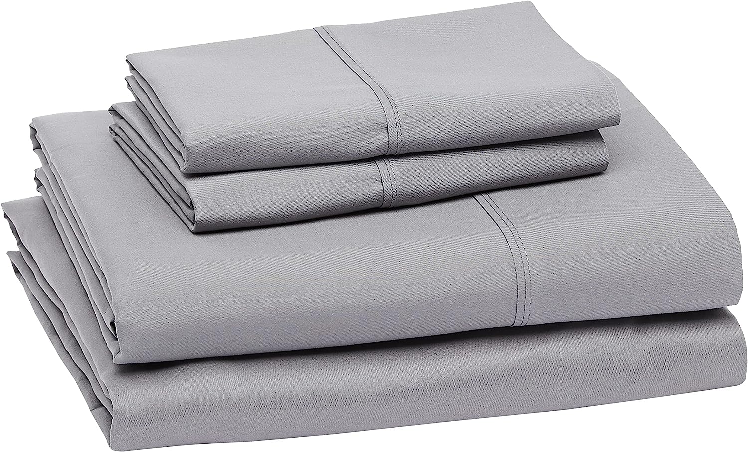 Amazon Basics Lightweight Super Soft Easy Care Microfiber 4-Piece Bed Sheet Set with 14-Inch Deep Pockets, Queen, Dark Gray, Solid