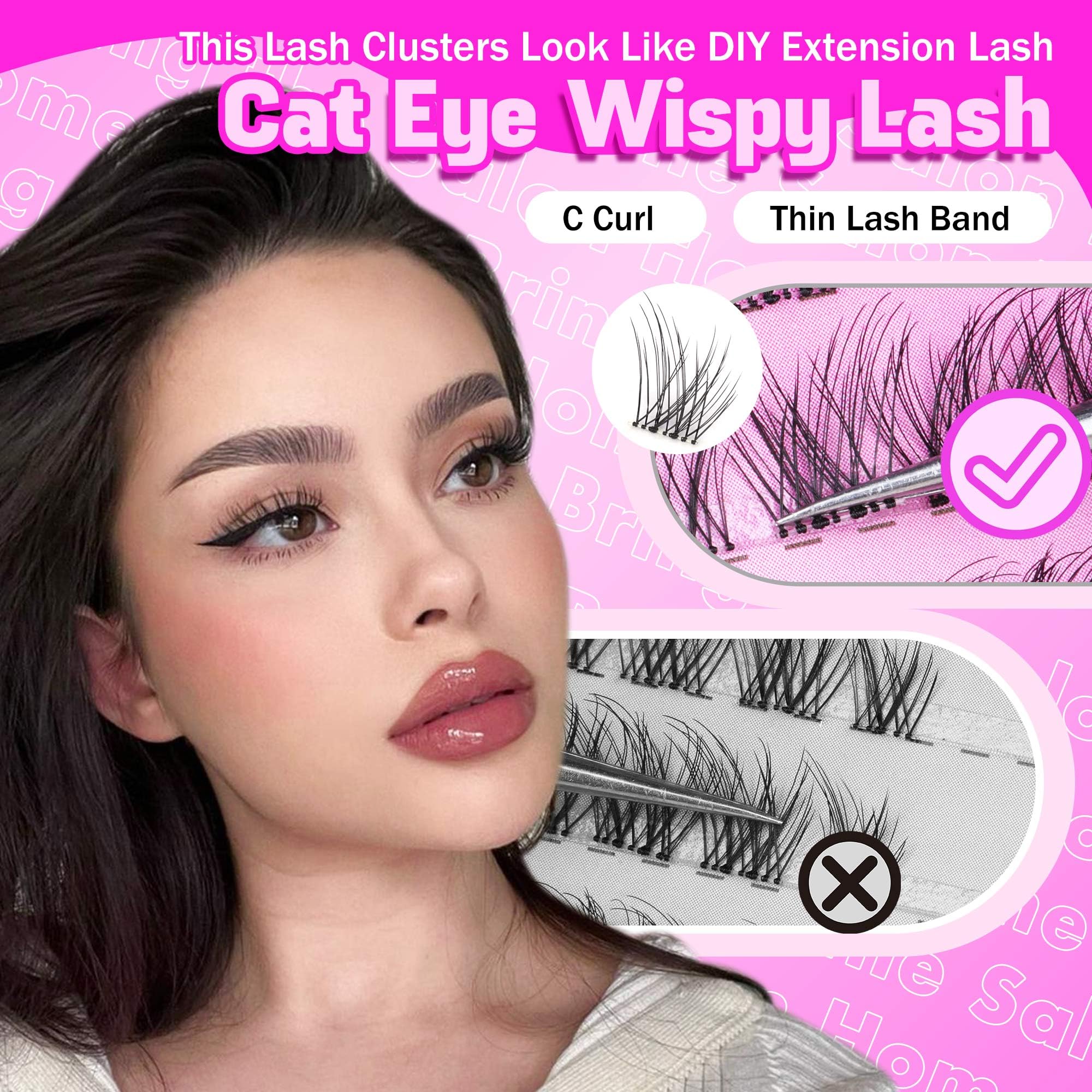 DIY Eyelash Extension Kit Volume Fluffy Lash Clusters Kit 10-18mm Thick Lash Extensions 90D Individual Eyelashes Extensions Kit with Lash Bond, Lash Remover, Lash Applicator (90D-D Curl-200Pcs)