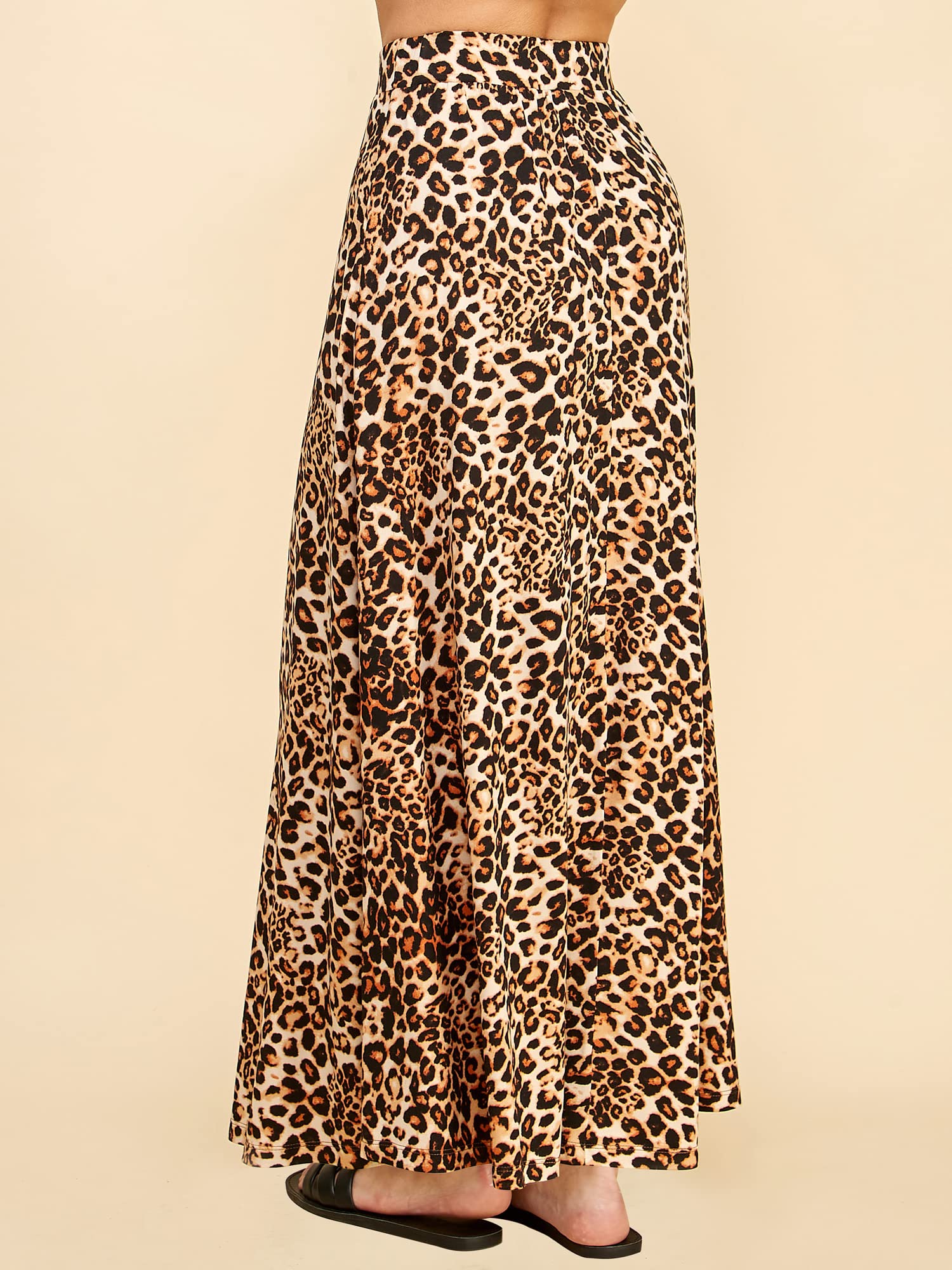 Lock and Love Women's Styleish Print/Solid High Waist Flare Long Maxi Skirt